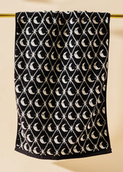 Moon and Stars Black and White Terry Cloth Towel