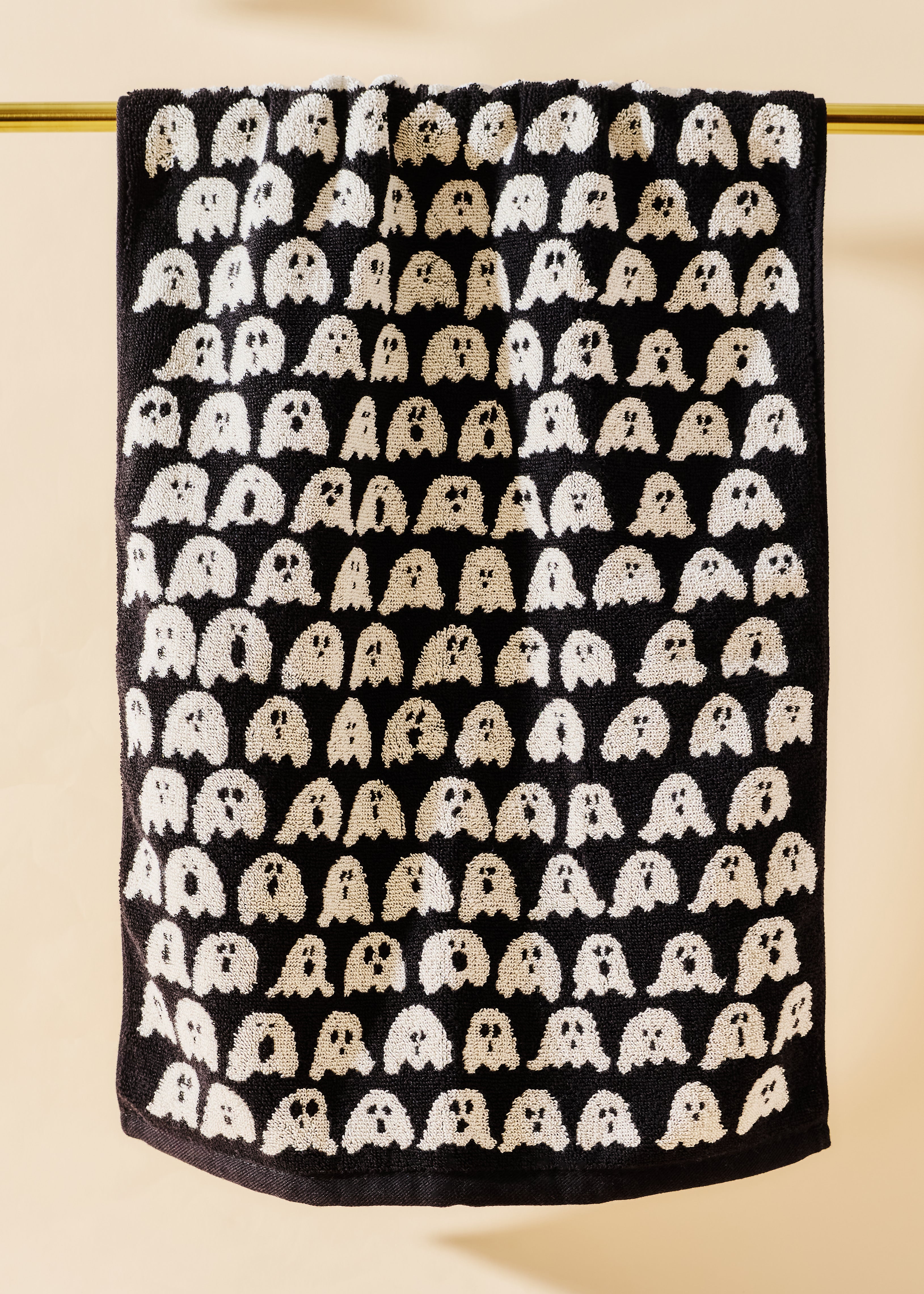 Ghost Spooky Cute Black and White Terry Cloth Towel