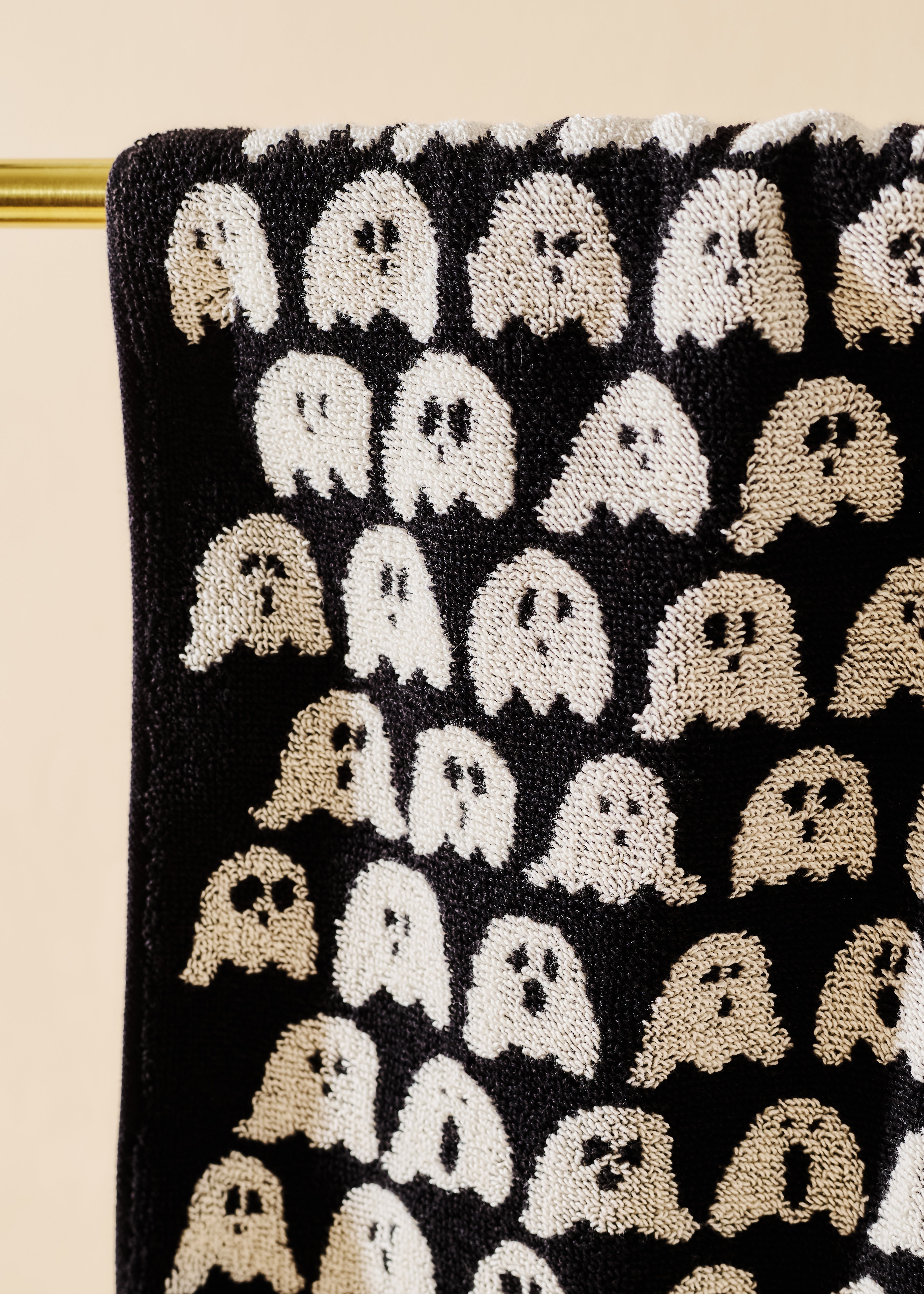 Ghost Spooky Cute Black and White Terry Cloth Towel