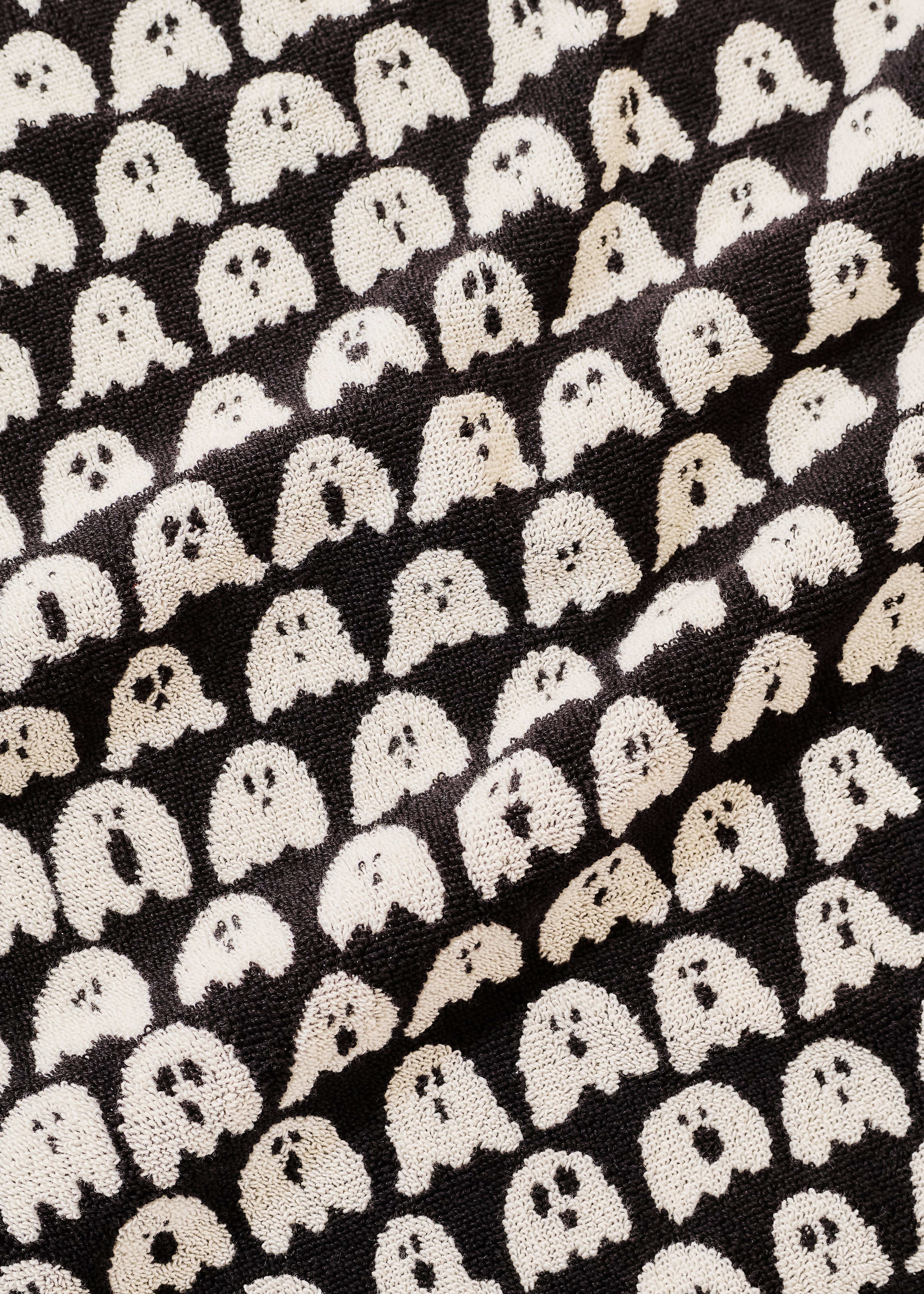Ghost Spooky Cute Black and White Terry Cloth Towel