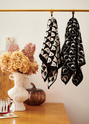 Ghost Spooky Cute Black and White Terry Cloth Towel
