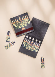 Floral Illustrated Menorah Printed 10 Stem Matchbooks