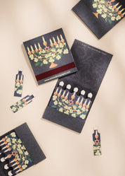 Floral Illustrated Menorah Printed 10 Stem Matchbooks