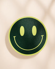 Lime and forest green smiley face coasters, set of four