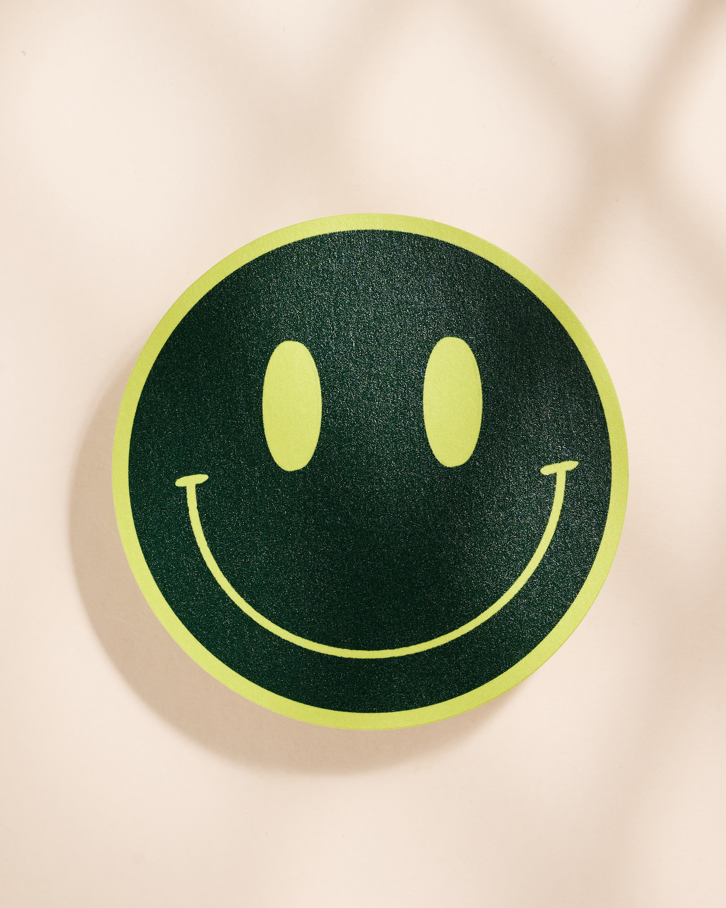 Lime and forest green smiley face coasters, set of four