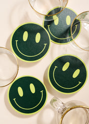 Lime and Forest Smile Coasters - Set of Four