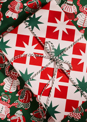 Bundle Up Ski Buddies and Star Block Double Sided Gift Wrap | Set of 3 Sheets