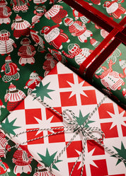 Bundle Up Ski Buddies and Star Block Double Sided Gift Wrap | Set of 3 Sheets