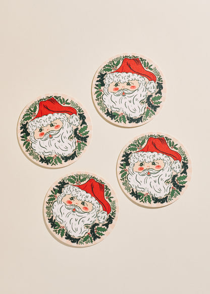 Jolly Santa Coasters - Set of 4