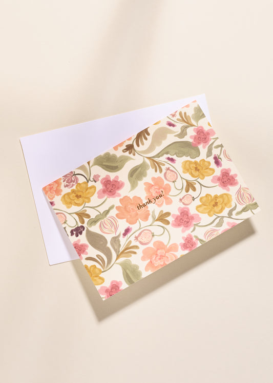 Harvest Floral Thank You Note - Single Card