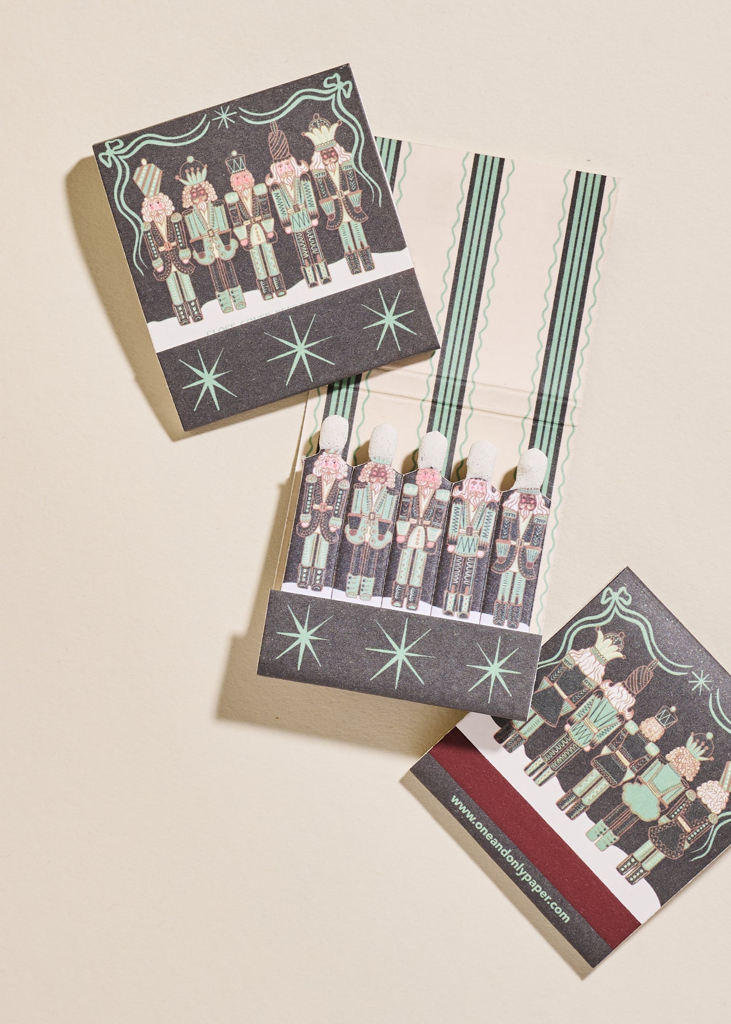 Green Nutcracker Printed 10 Stem Matchbooks