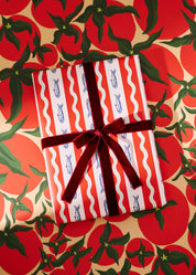 Squiggle Sardine Stripe and Tomato Double Sided Gift Wrap | Set of 3 Sheets
