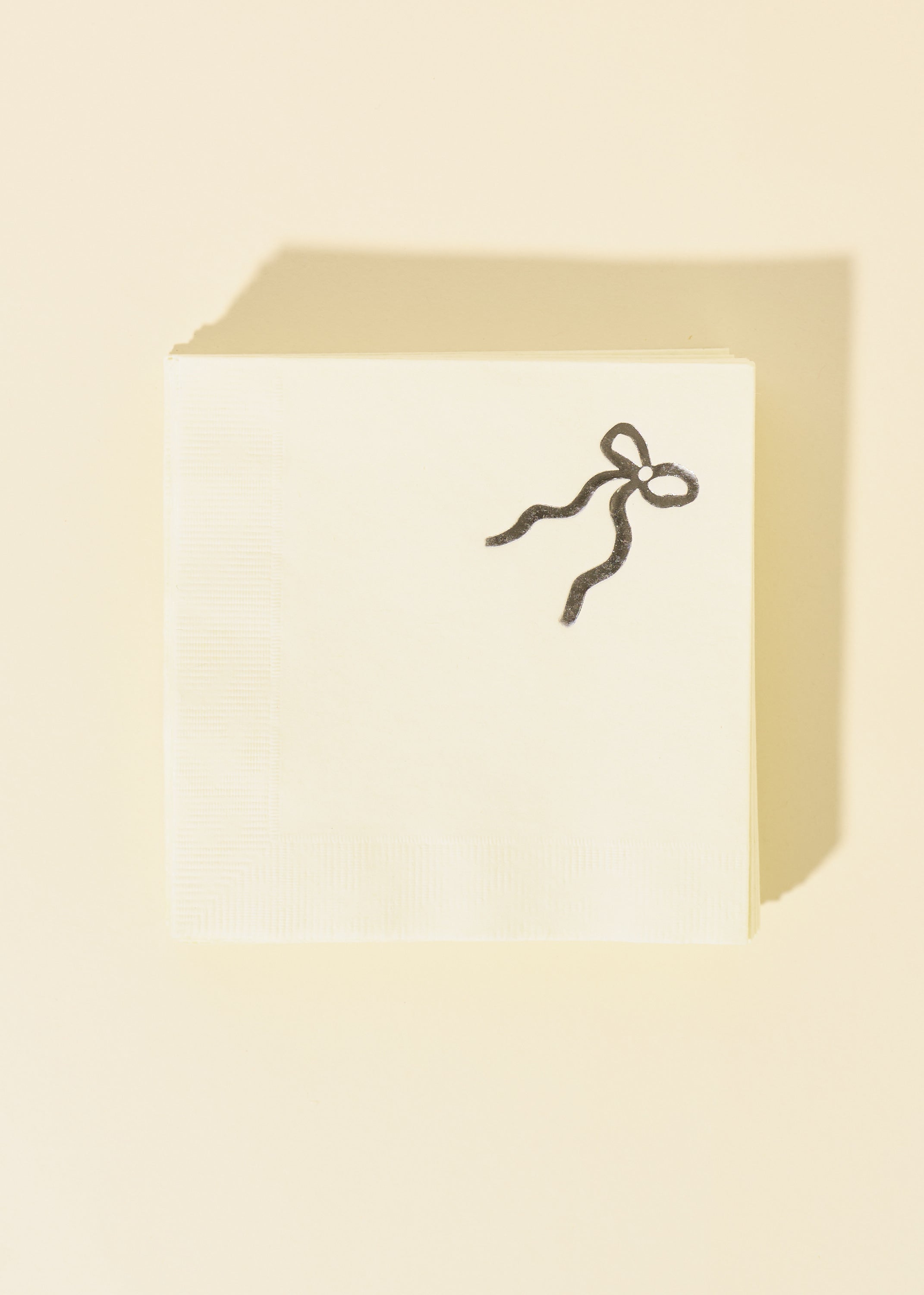 Silver Coquette Bow Cocktail Paper Beverage Napkin - Set of 20