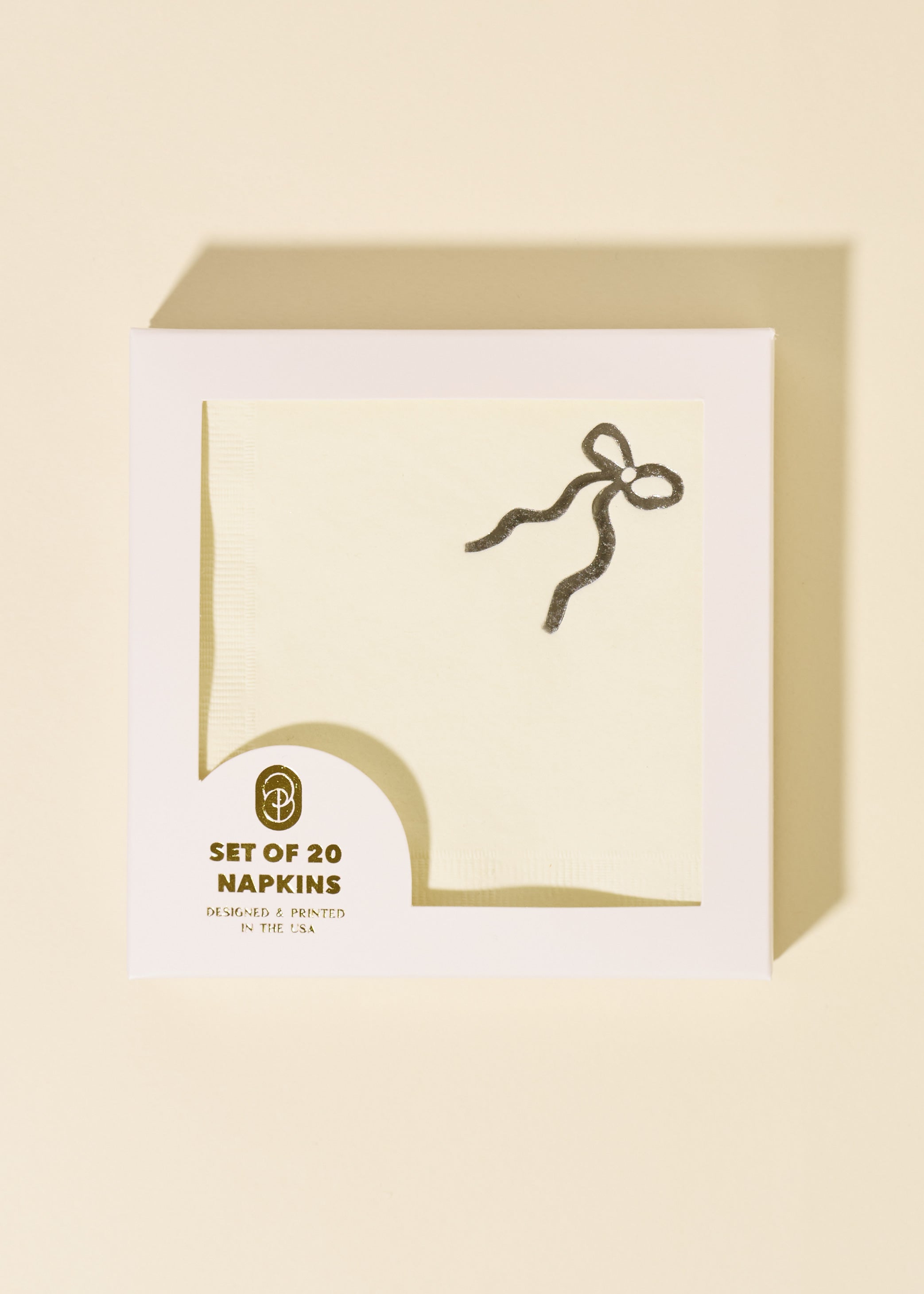 Silver Coquette Bow Cocktail Paper Beverage Napkin - Set of 20