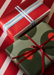 Olive and Red Stripe Double Sided Gift Wrap | Set of 3 Sheets