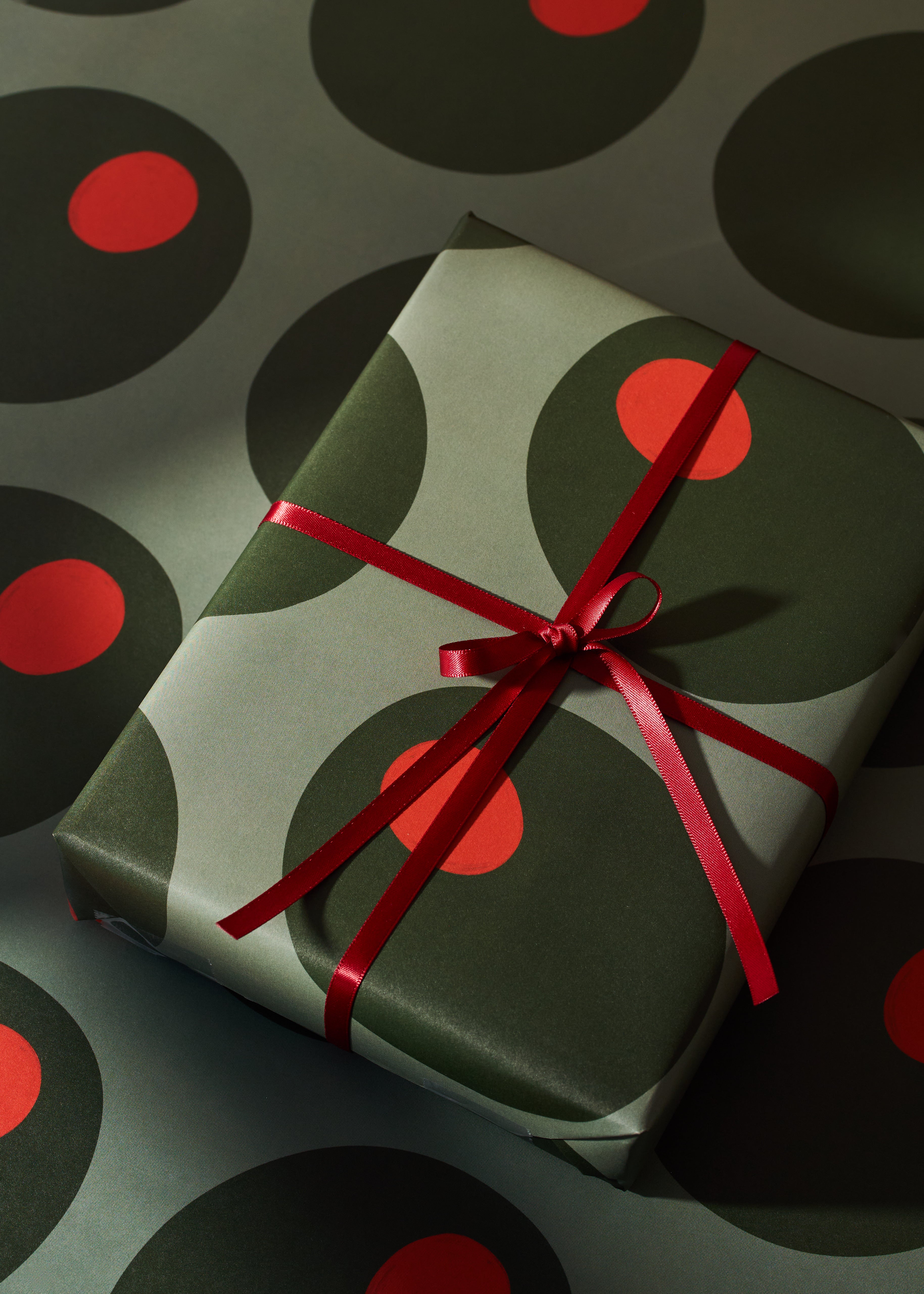 Olive and Red Stripe Double Sided Gift Wrap | Set of 3 Sheets