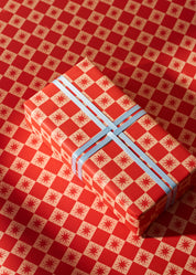 Nostalgic Christmas and Red Star Checked Double Sided Gift Wrap | Set of 3 Sheets