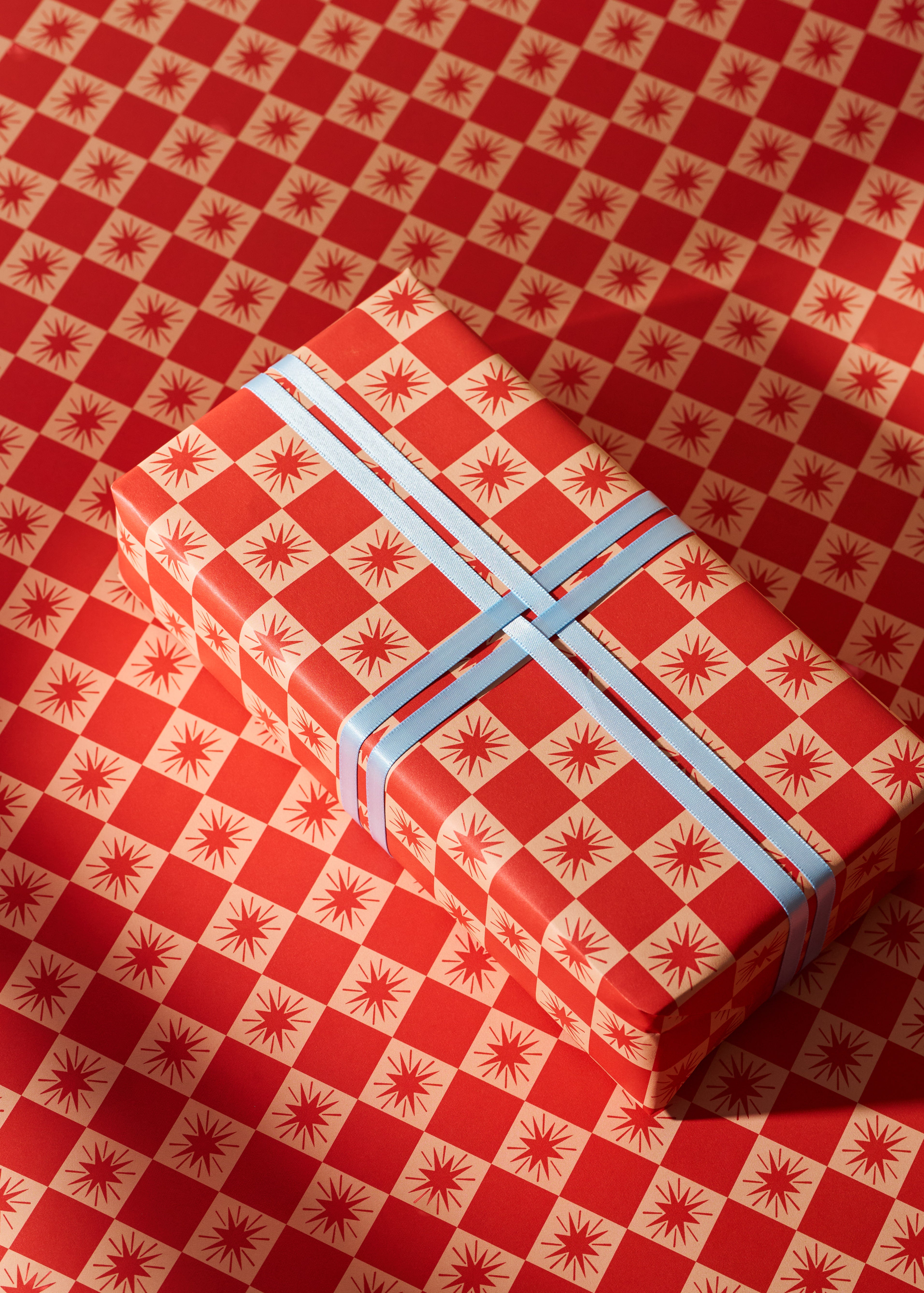 Nostalgic Christmas and Red Star Checked Double Sided Gift Wrap | Set of 3 Sheets