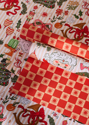Nostalgic Christmas and Red Star Checked Double Sided Gift Wrap | Set of 3 Sheets