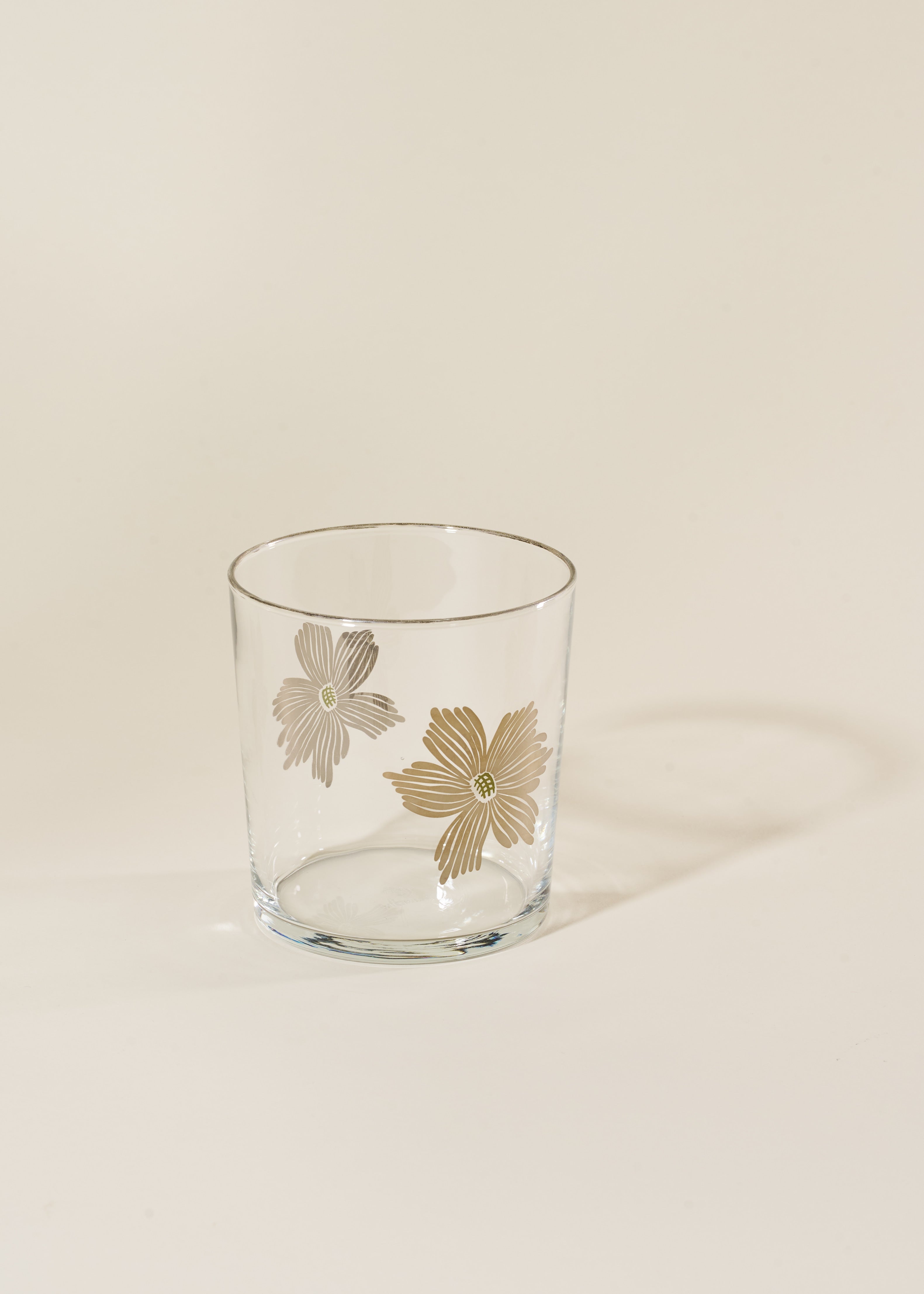 Silver Flower 12.5 Ounce Glass Tumbler