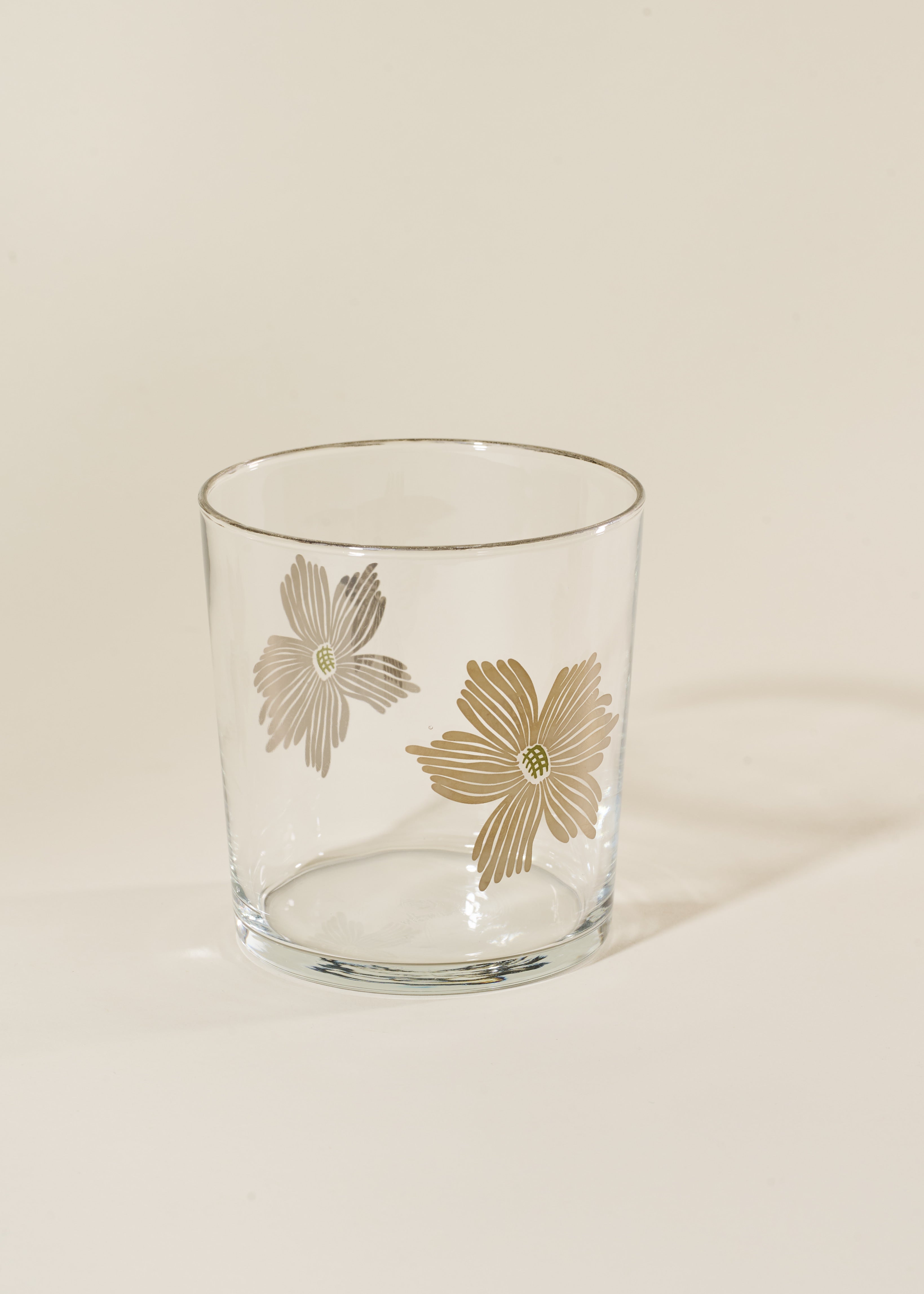 Silver Flower 12.5 Ounce Glass Tumbler