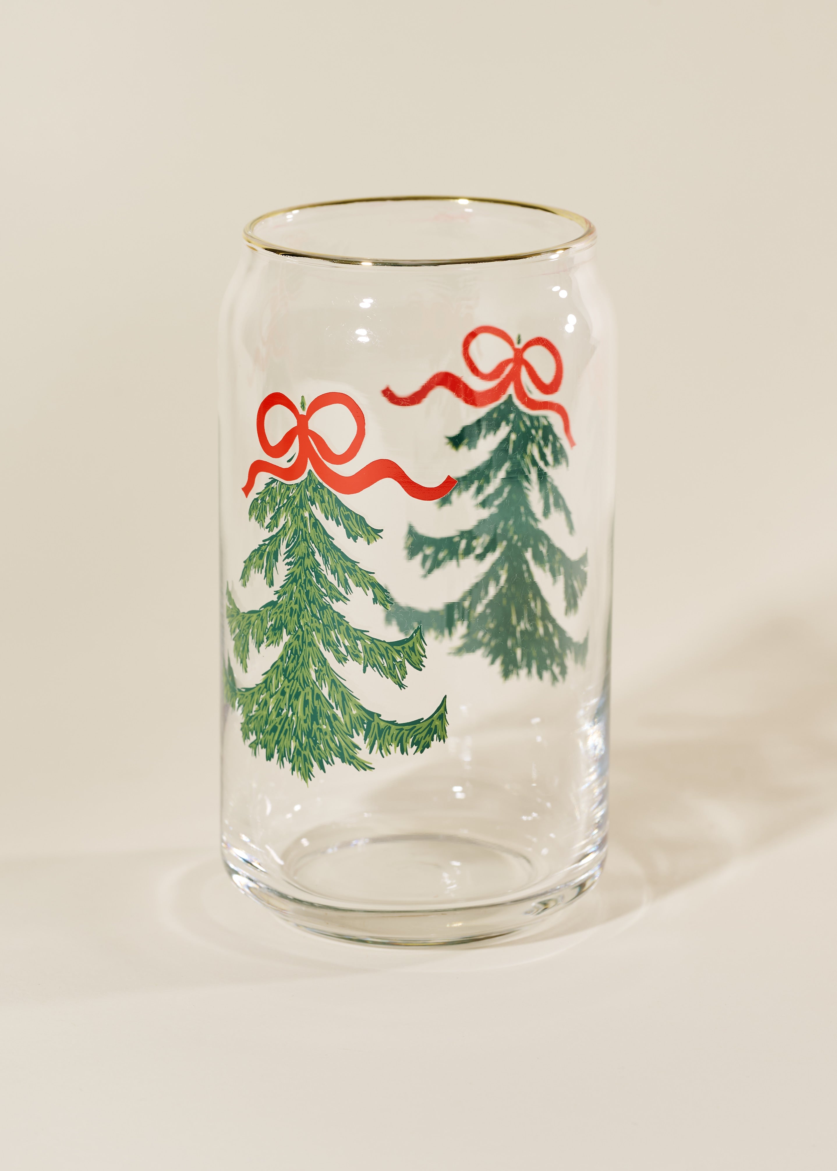 Evergreen Cheer Christmas Tree Soda Can Glass
