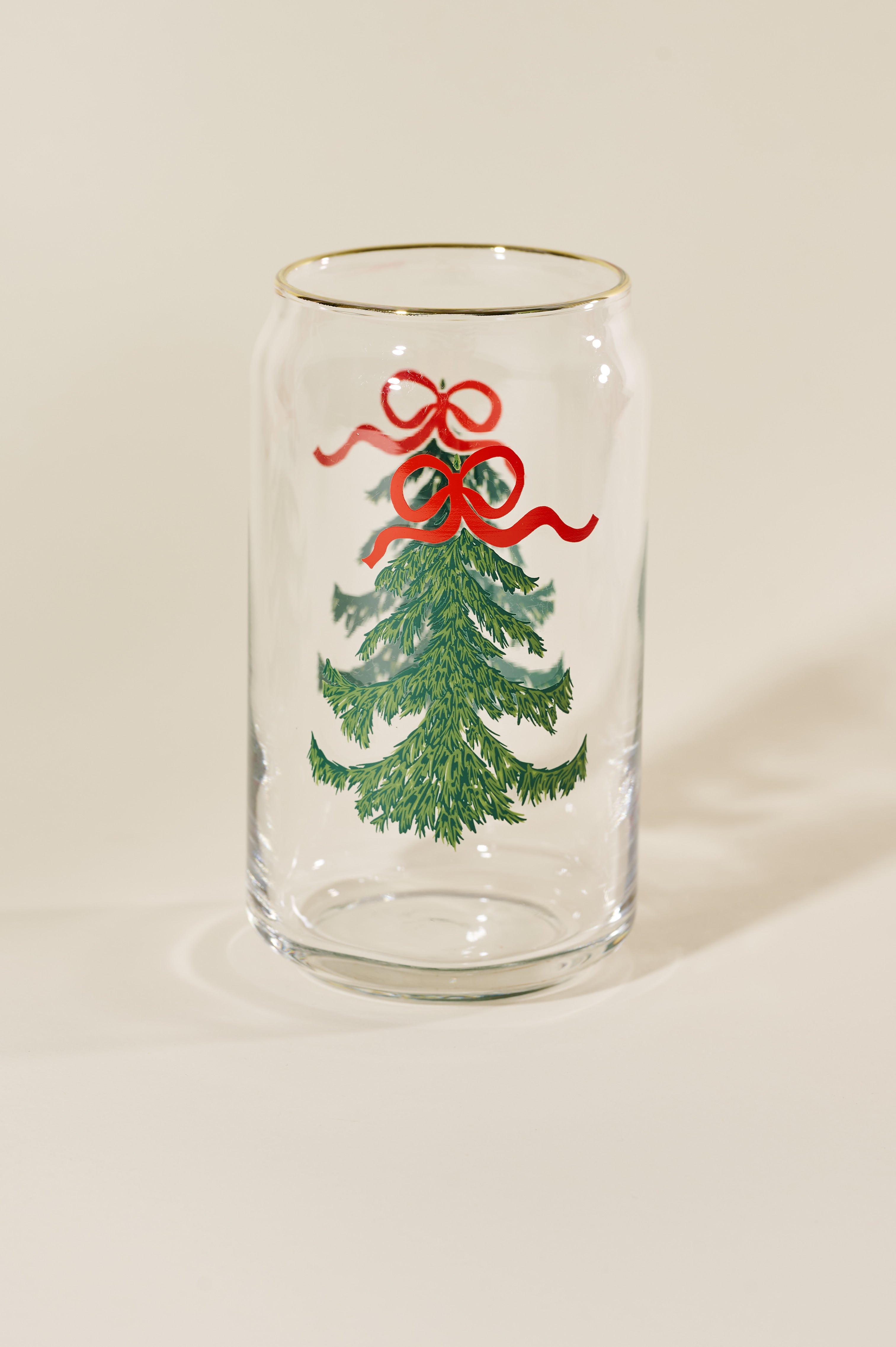 Evergreen Cheer Christmas Tree Soda Can Glass