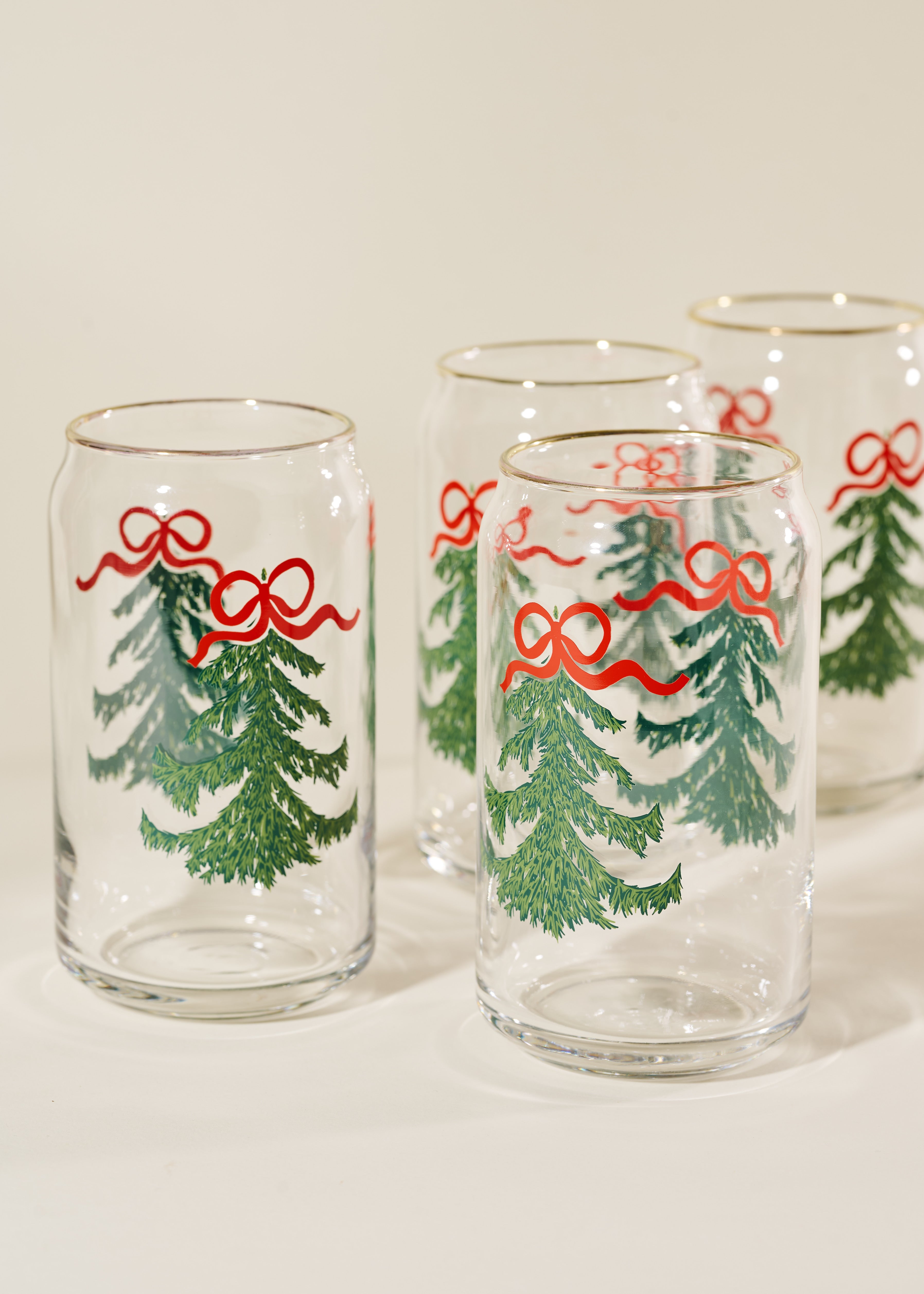 Evergreen Cheer Christmas Tree Soda Can Glass