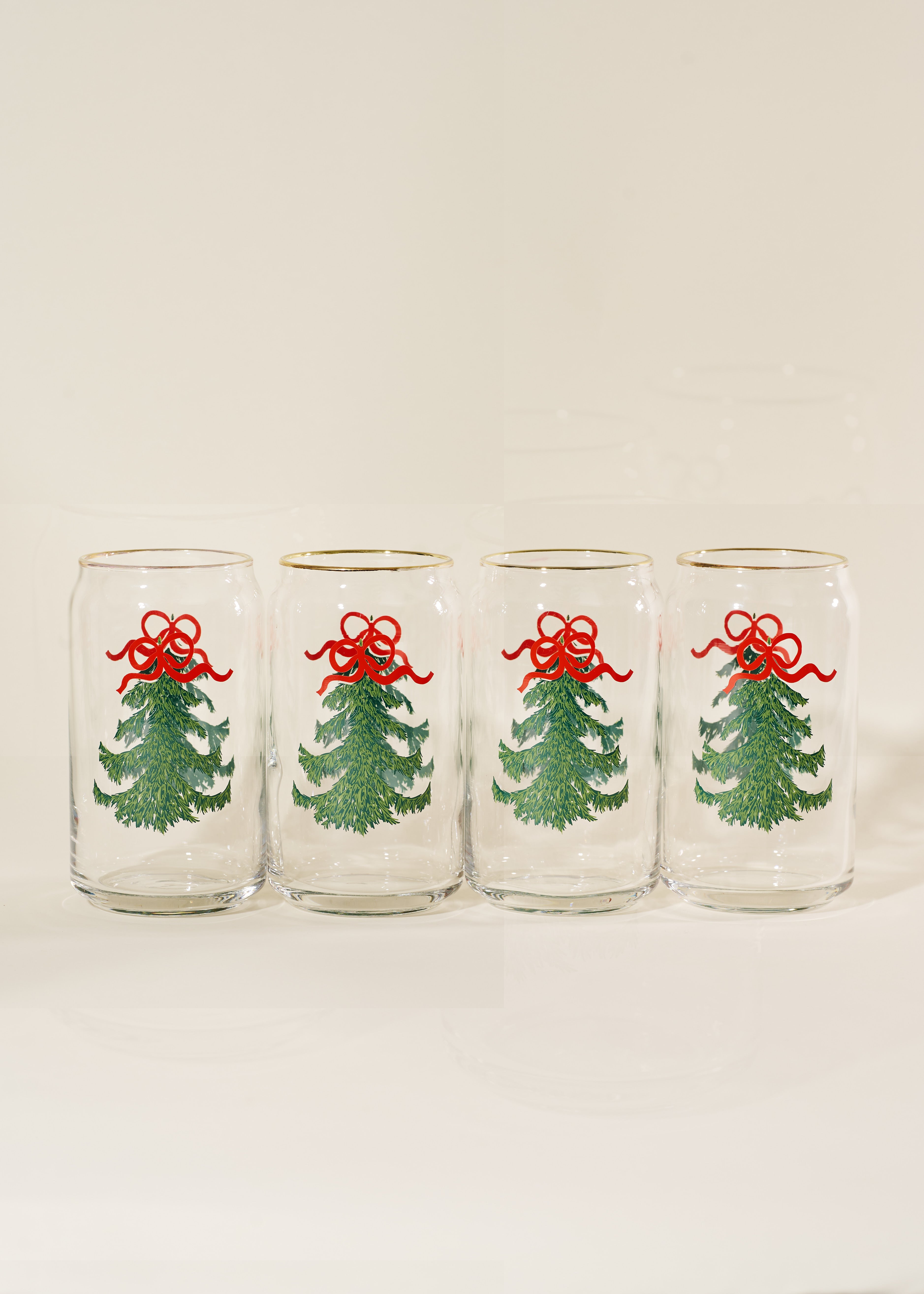 Evergreen Cheer Christmas Tree Soda Can Glass