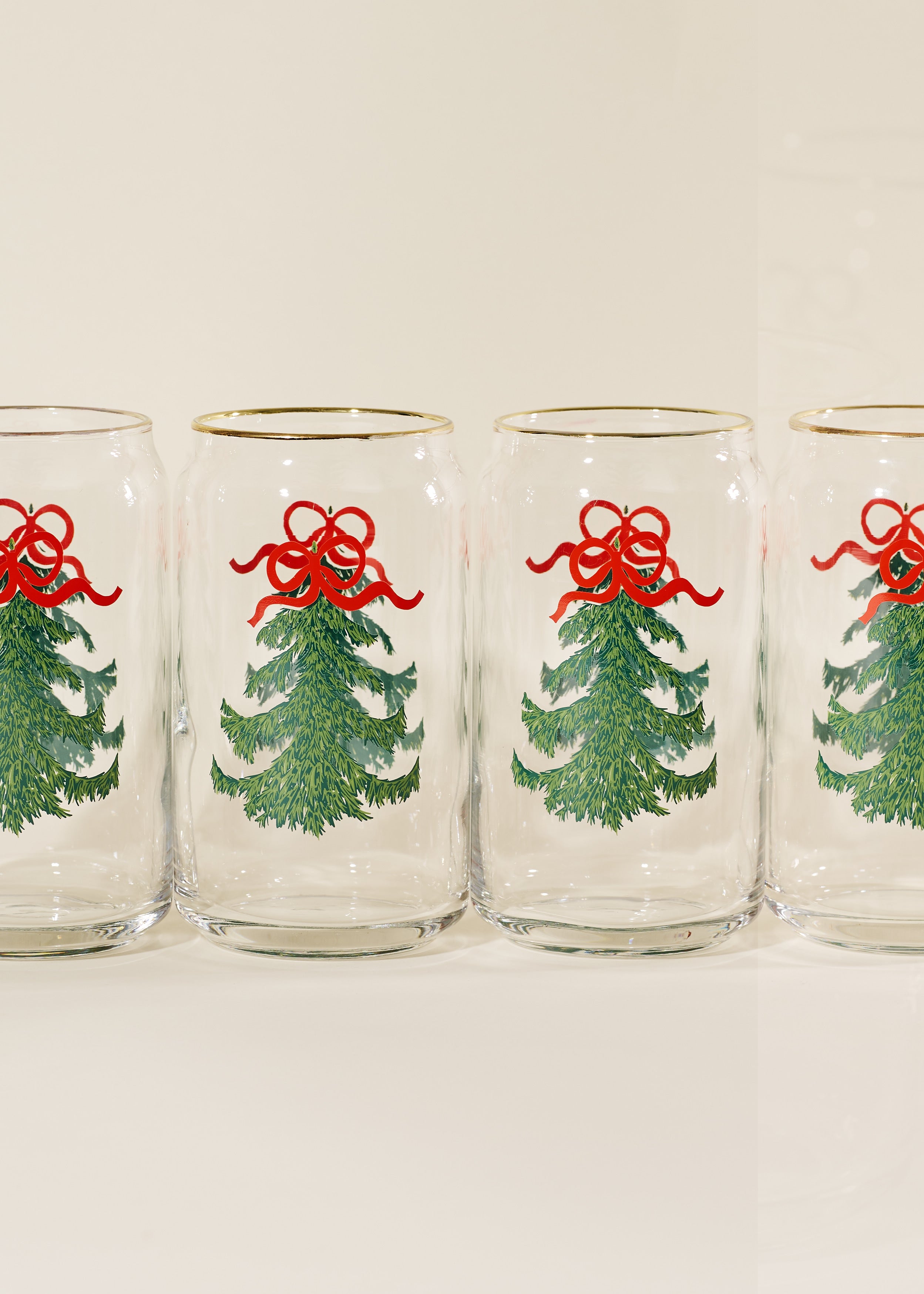 Evergreen Cheer Christmas Tree Soda Can Glass