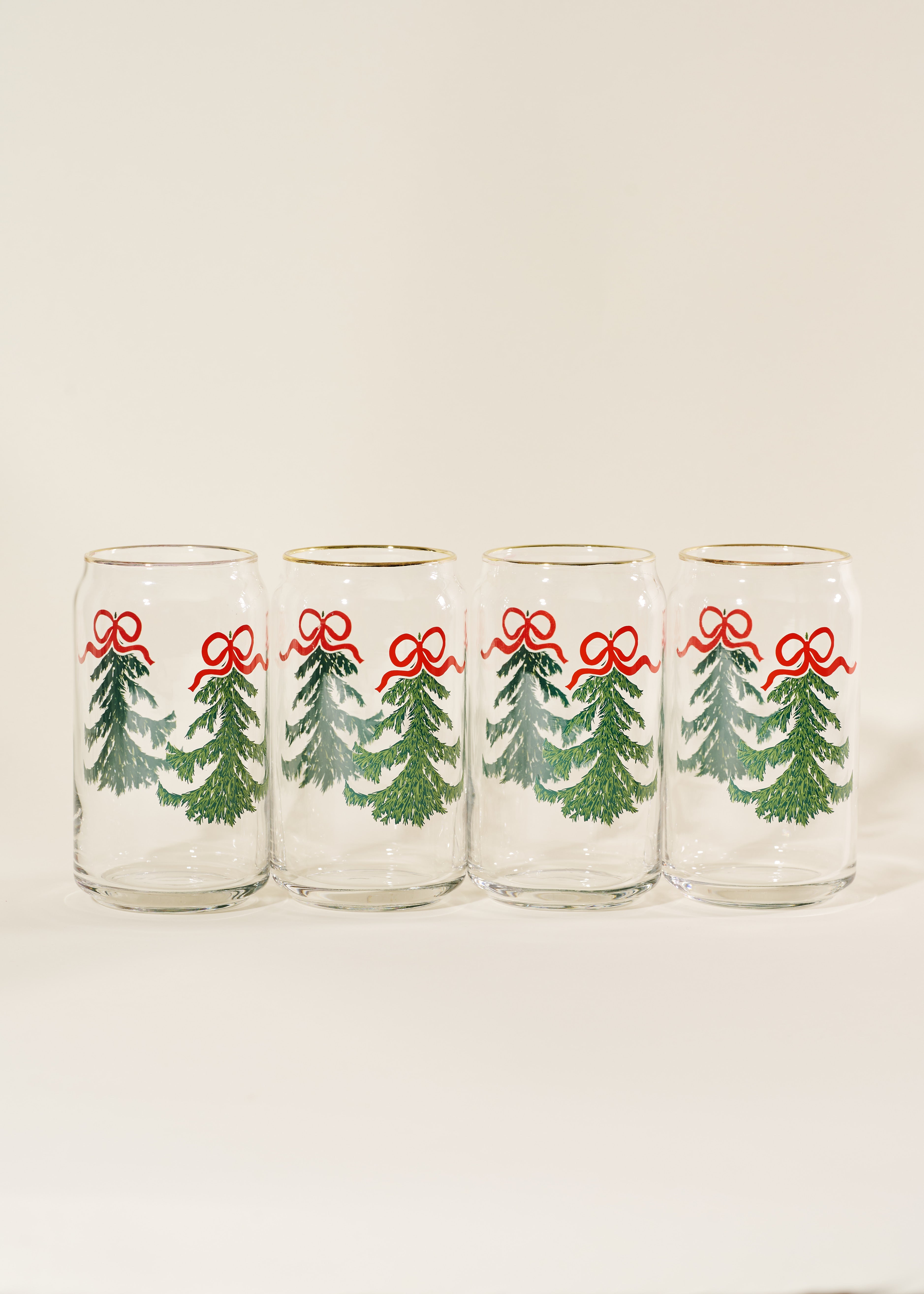 Evergreen Cheer Christmas Tree Soda Can Glass