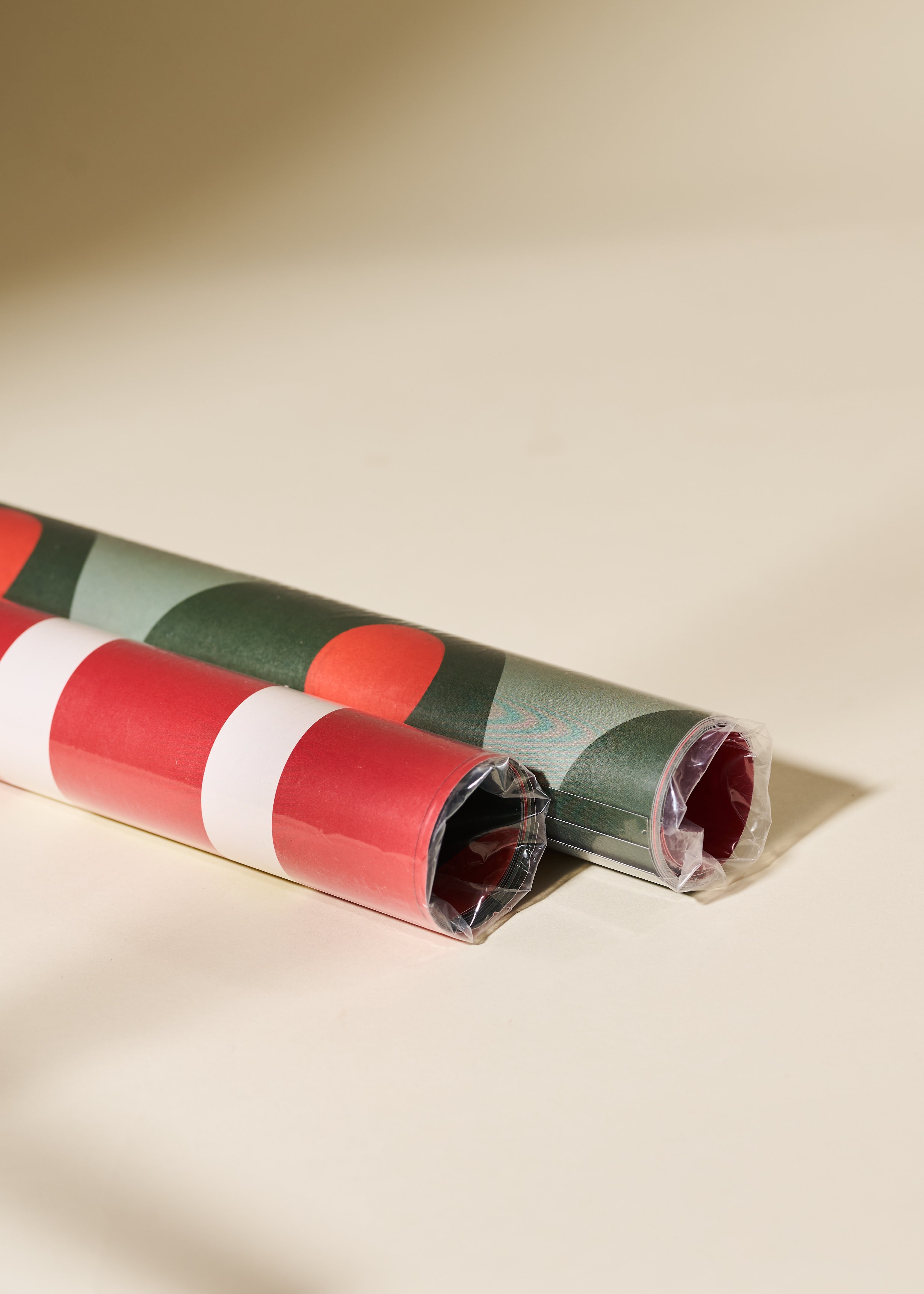 Olive and Red Stripe Double Sided Gift Wrap | Set of 3 Sheets