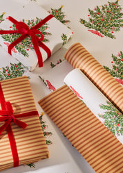 Christmas Tree and Toffee Stripe Double Sided Gift Wrap | Set of 3 Sheets