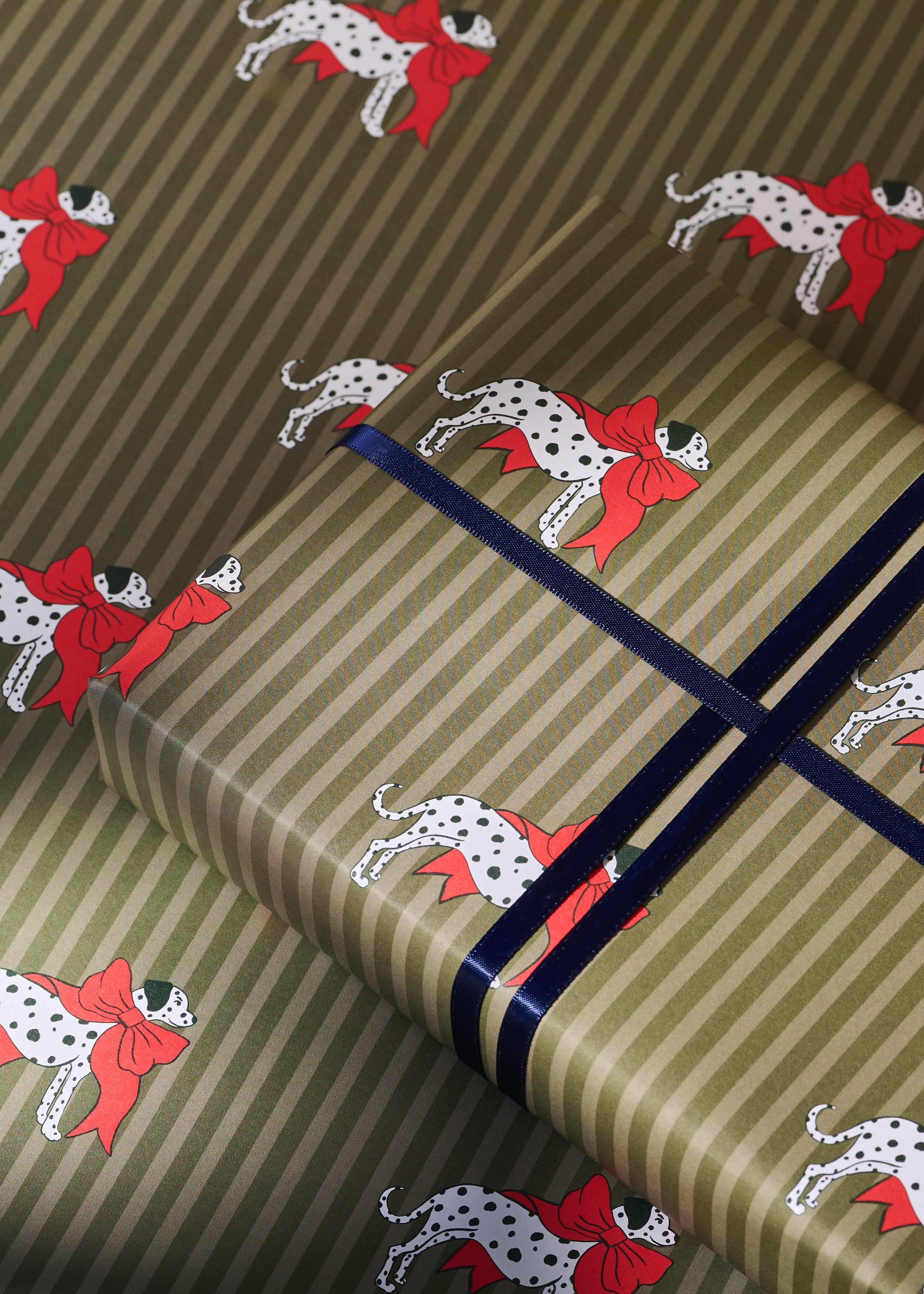 Dalmatian and Star Checked Double Sided Gift Wrap | Set of 3 Sheets