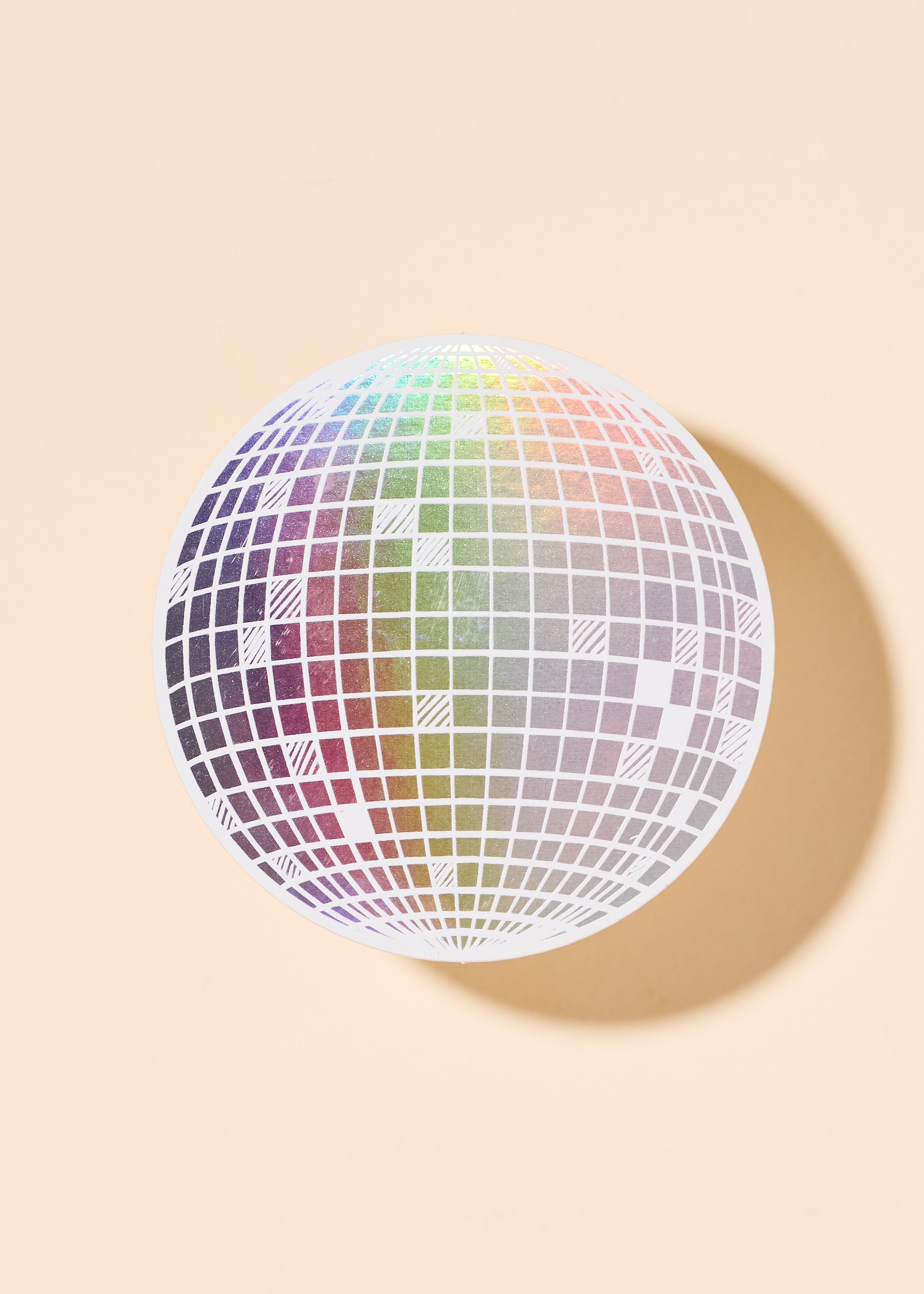 Rainbow Holographic Disco Ball Sticker
