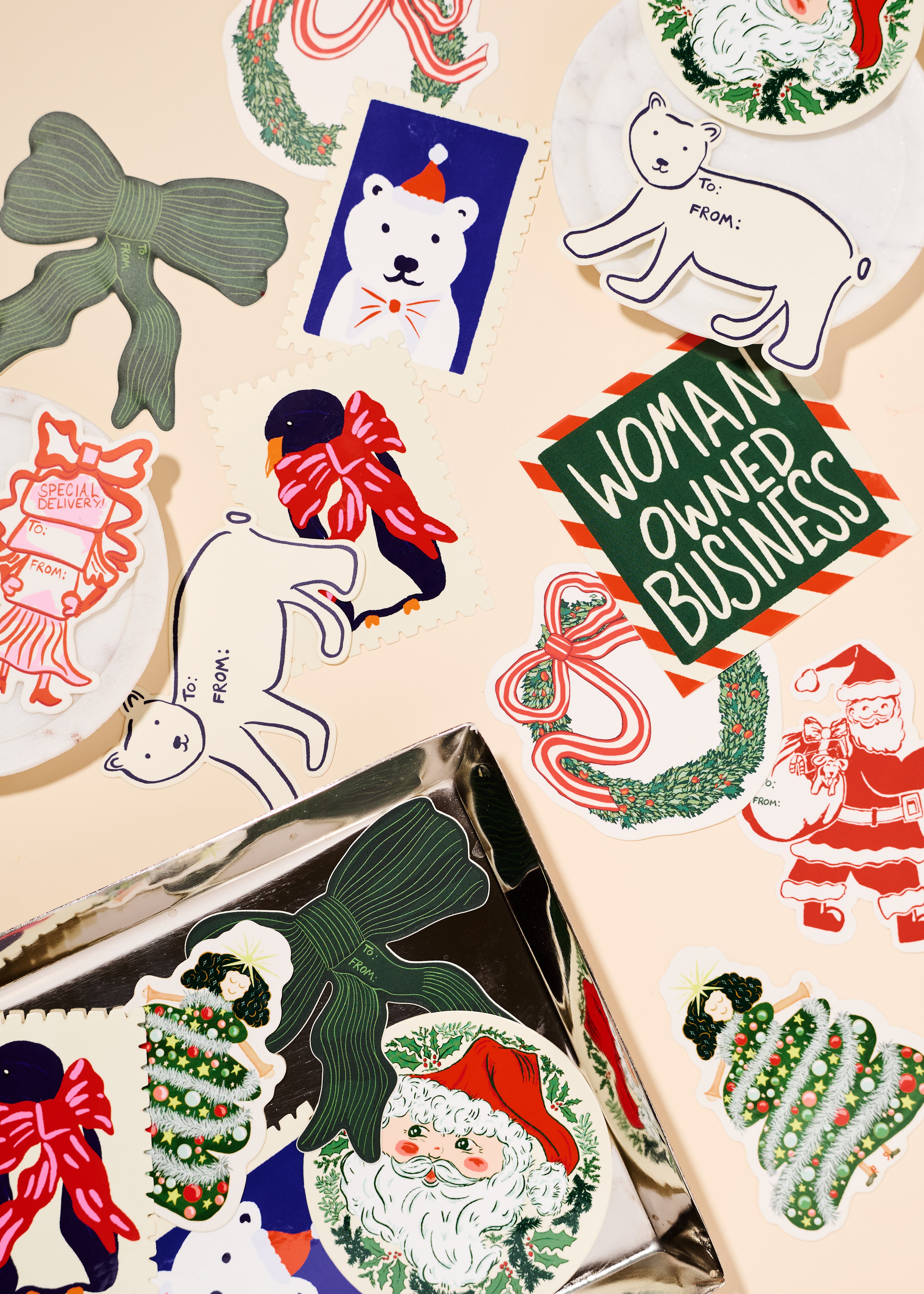 Holly Jolly Vintage Santa Matte Gift Label Sticker