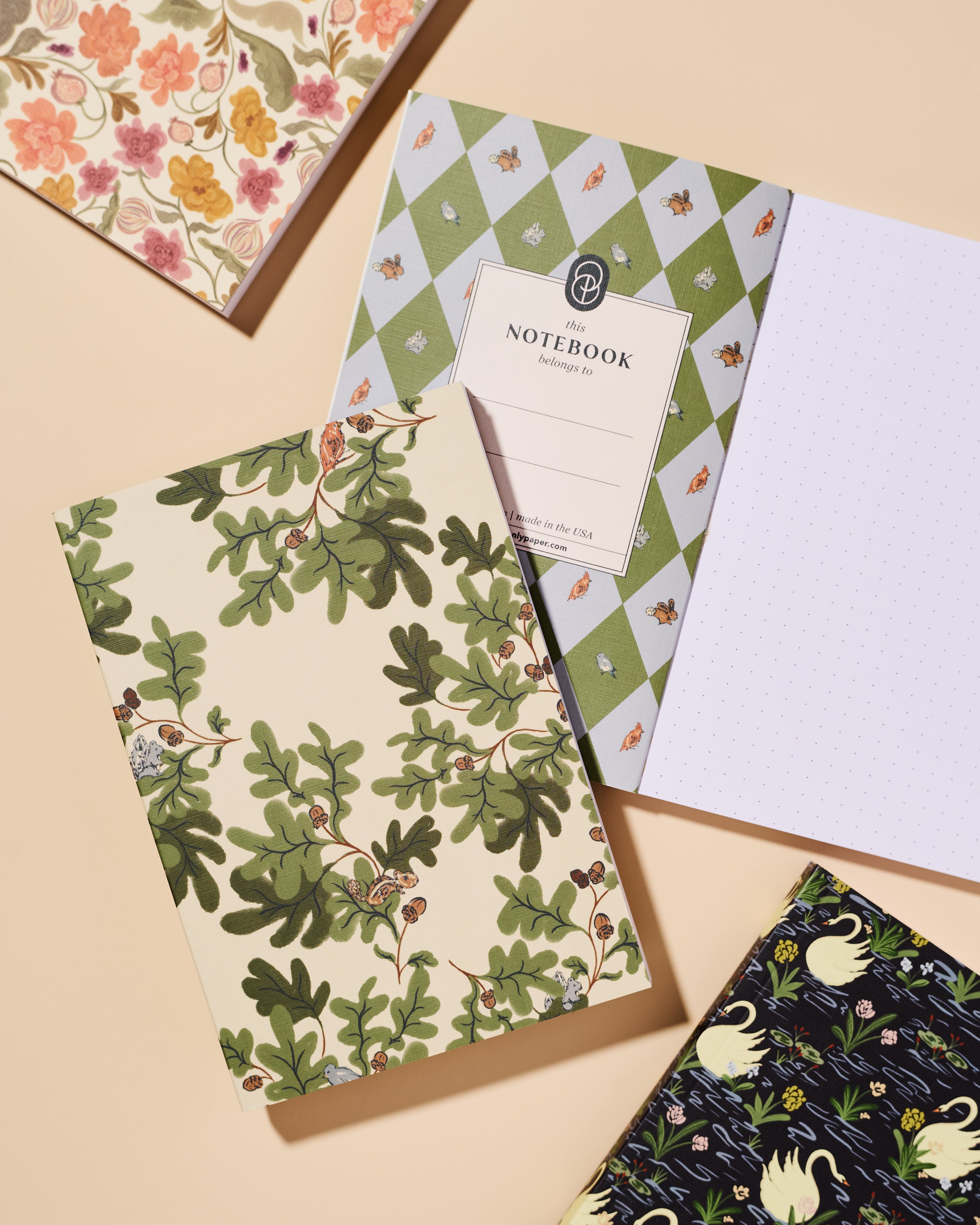 Woodland oaks illustrated perfect bound dot grid journal