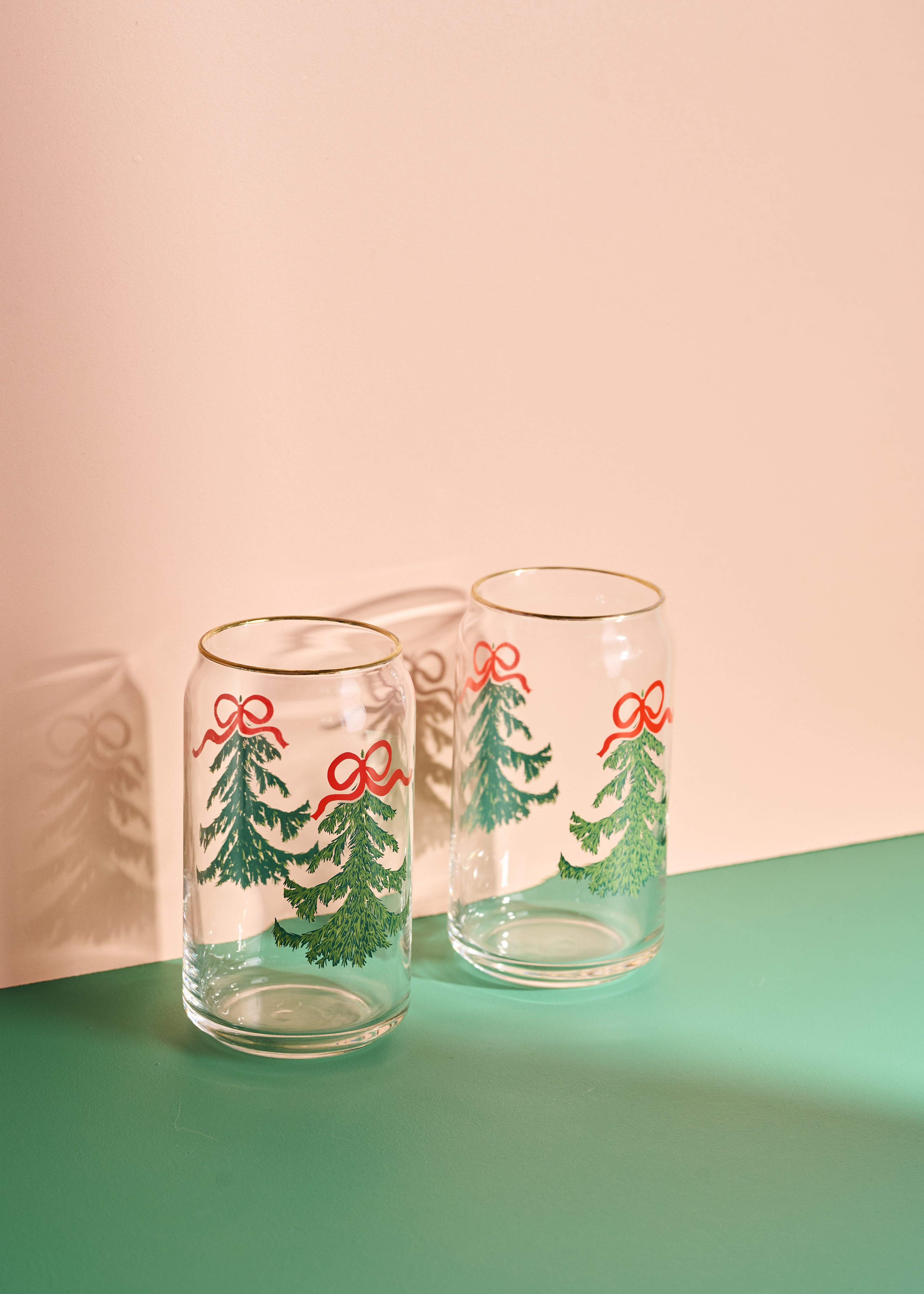 Evergreen Cheer Christmas Tree Soda Can Glass