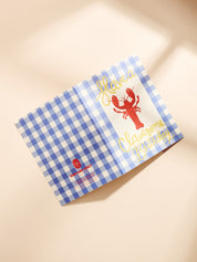 Have a Clawsome Birthday Lobster Gingham Folded A2 Greeting Card