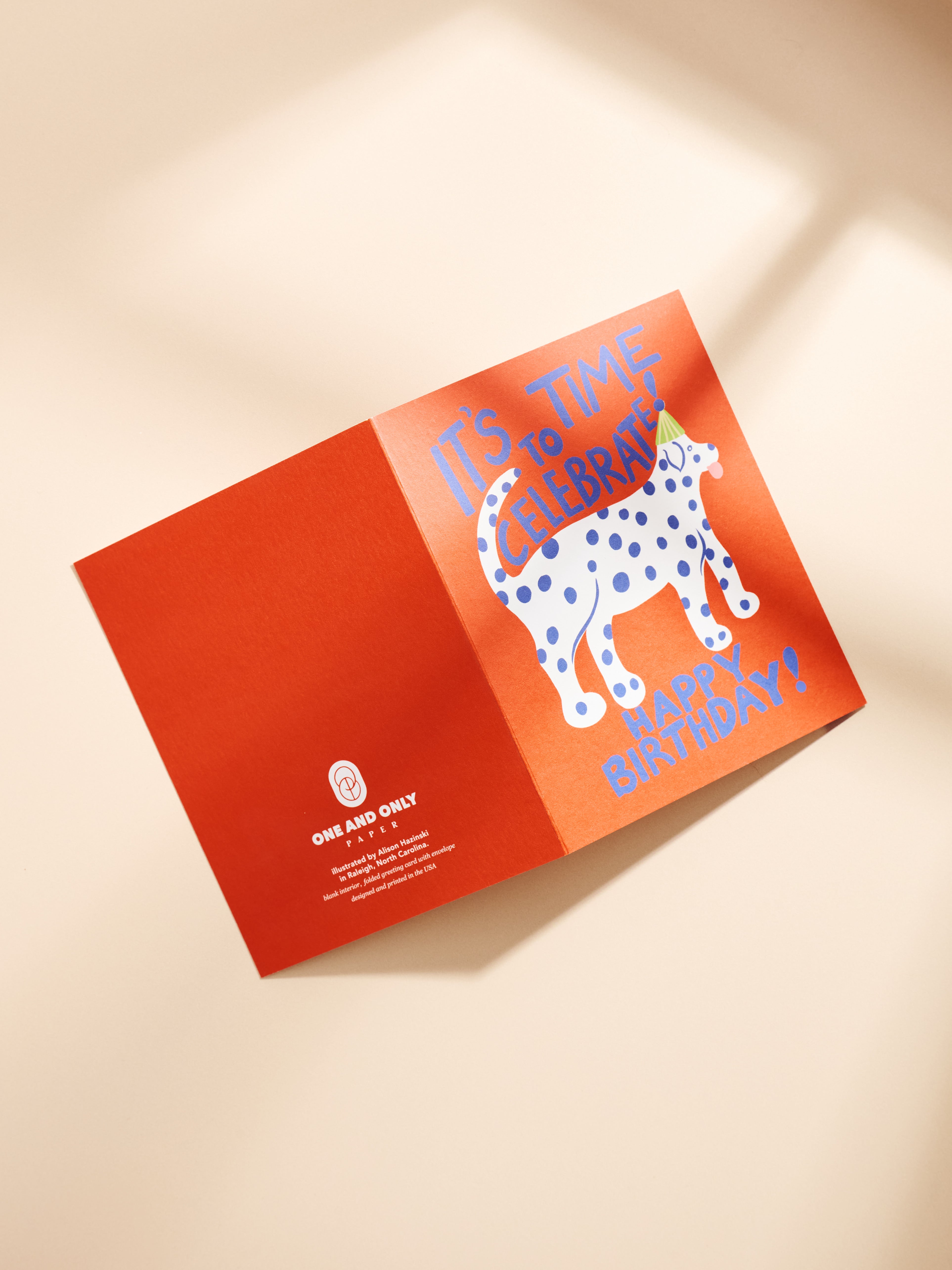 Time To Celebrate Dalmatian Birthday Folded A2 Greeting Card