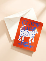 Time To Celebrate Dalmatian Birthday Folded A2 Greeting Card