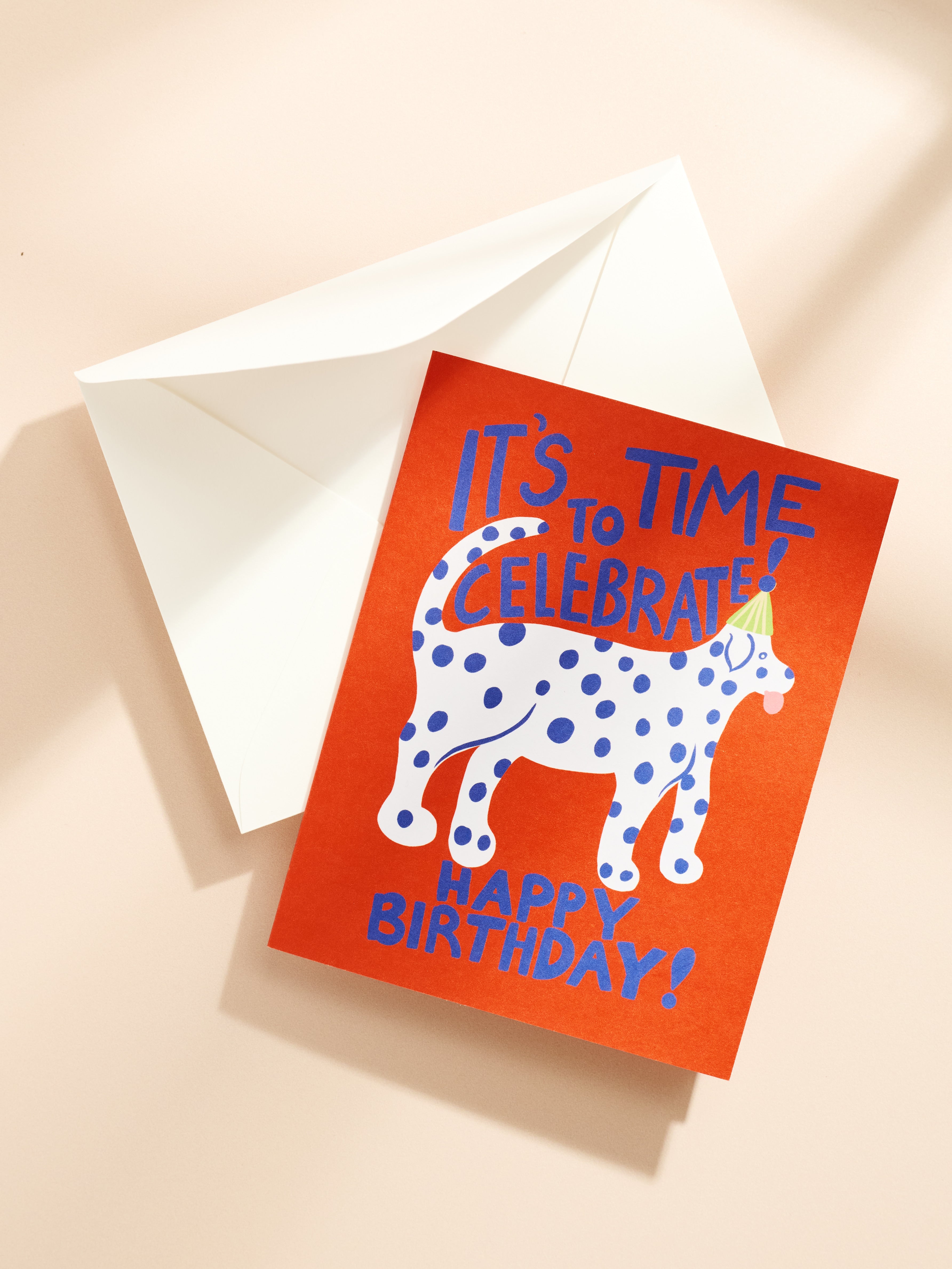 Time To Celebrate Dalmatian Birthday Folded A2 Greeting Card