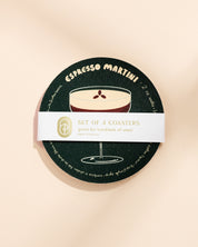 Espresso martini illustrated coaster, set of four