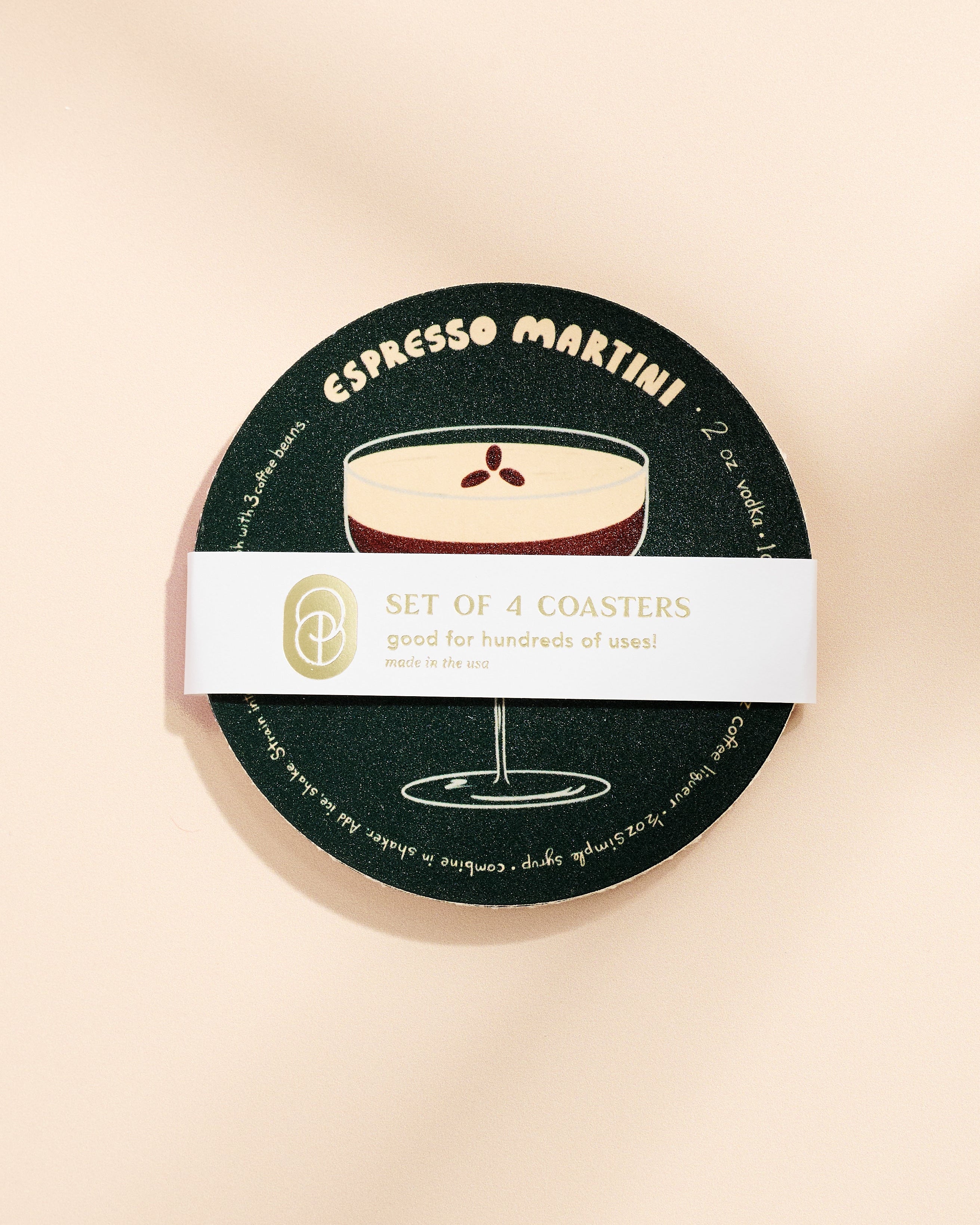 Espresso martini illustrated coaster, set of four