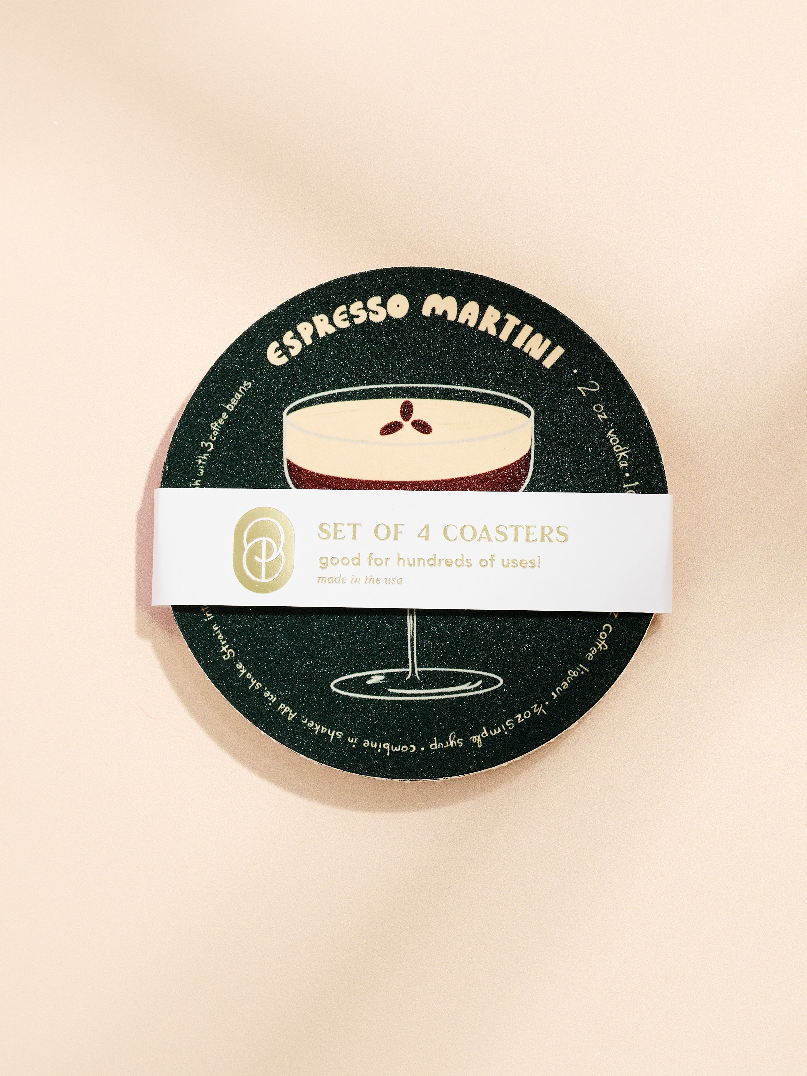 Espresso Martini Recipe Coasters - Set of 4