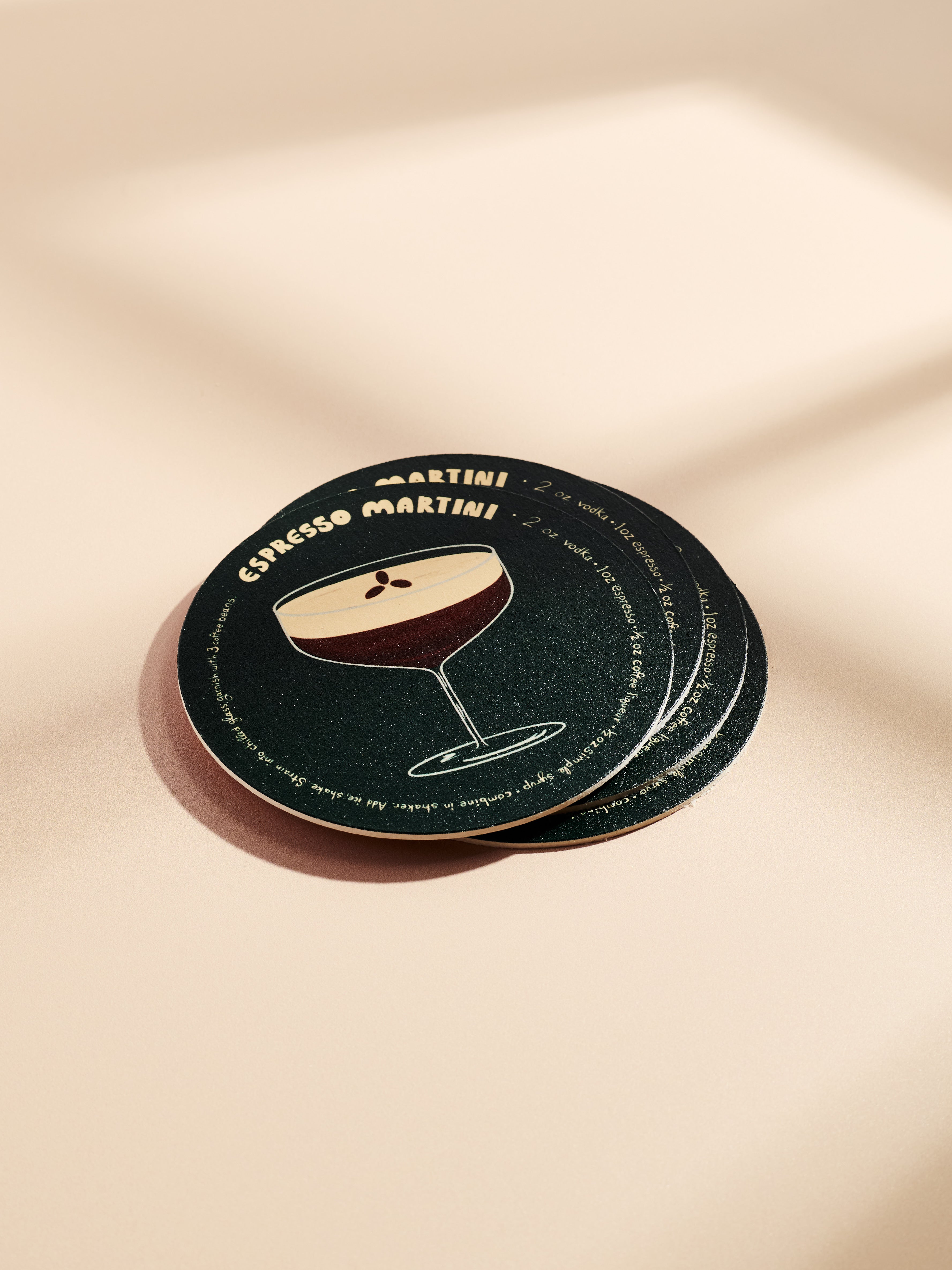 Espresso Martini Recipe Coasters - Set of 4