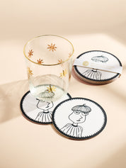 Sommelier Illustrated Coasters - Set of 4