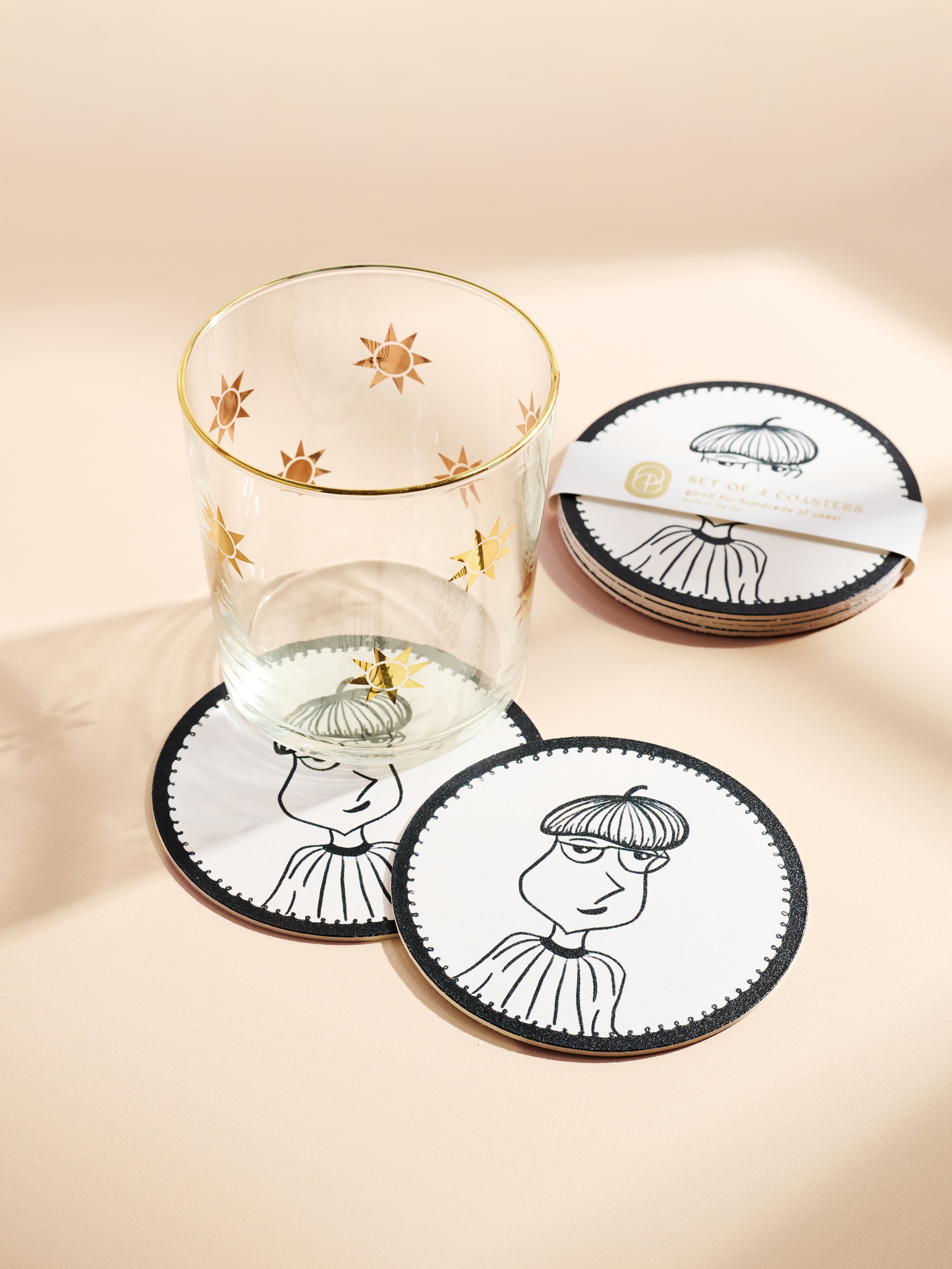 Sommelier Illustrated Coasters - Set of 4