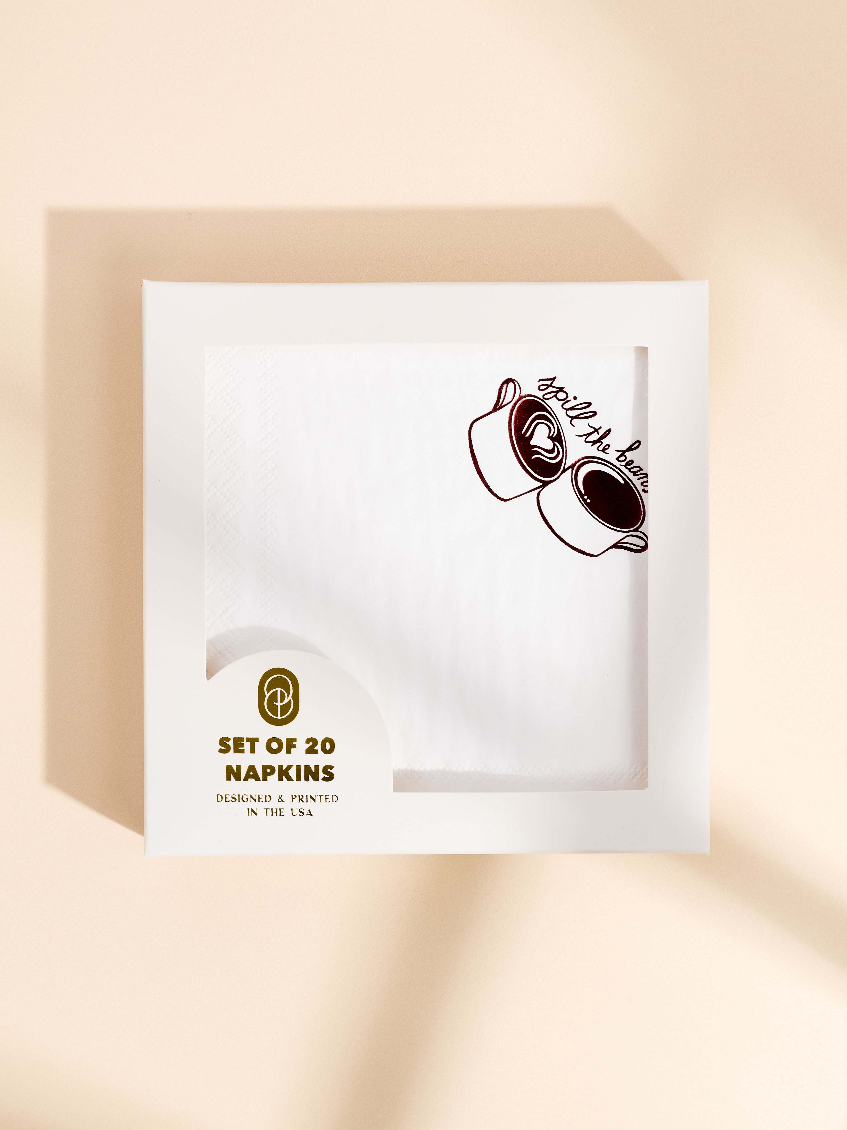 Spill The Beans Scalloped Coffee Paper Beverage Napkin - Set of 20