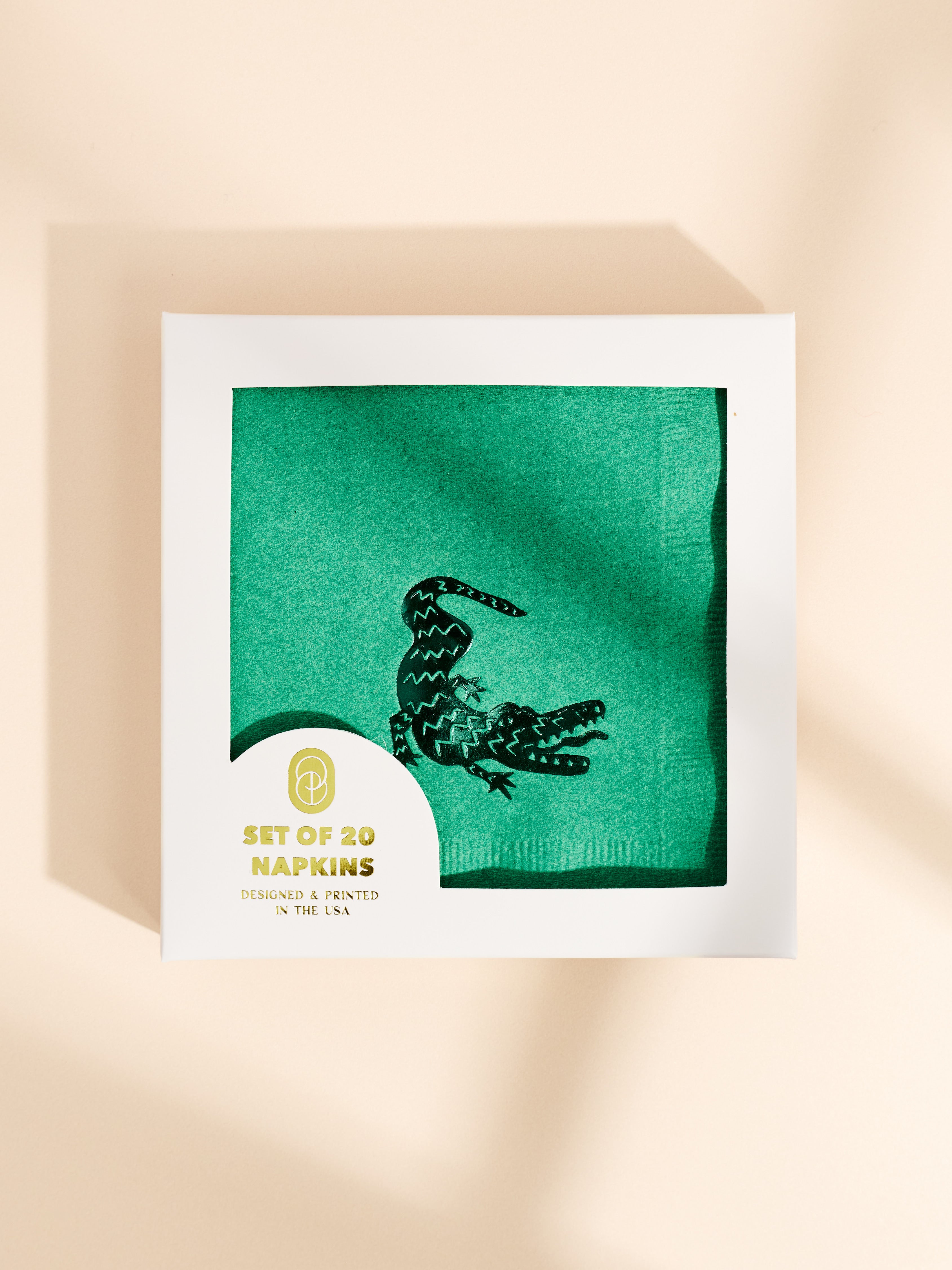 Green Alligator Paper Beverage Napkin - Set of 20